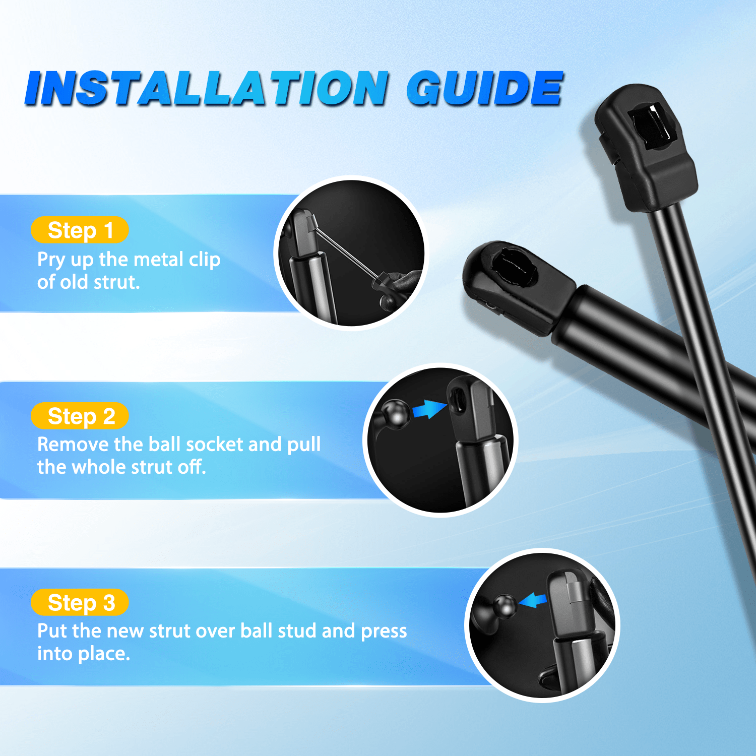 2 PCS Lift Support Struts Replacement for Lexus IS F (2008-2013), IS250 (2005-2015), IS300 (2005-2006), IS350 (2006-2015) - Front Hood Gas Springs Shock Rods - Perfect for Smooth Hood Operation & Easy DIY Installation