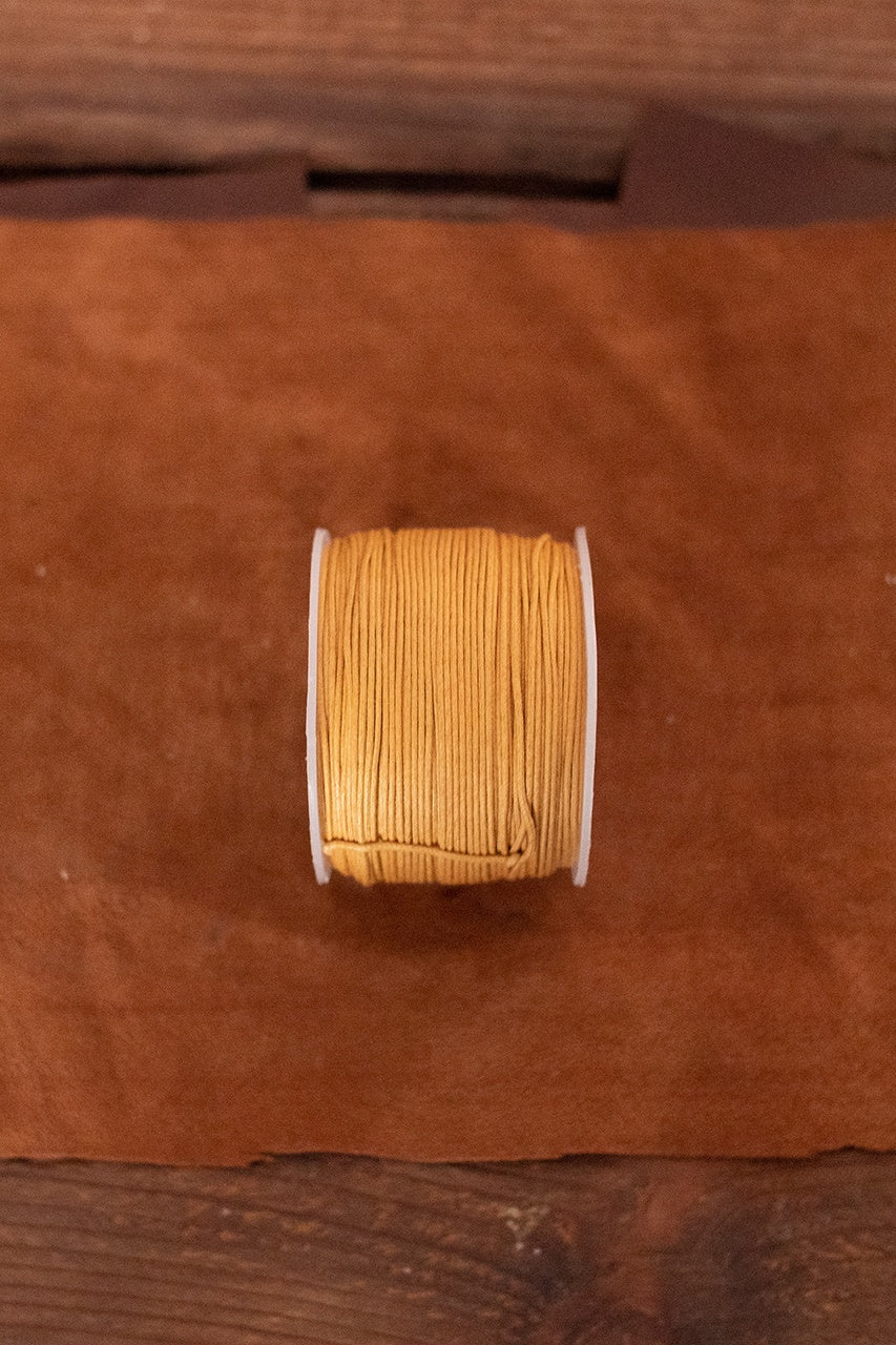 Saddler Yarn (0.7mm, 0.9mm) 100m Mustard Color - Premium Waxed Thread for Leather Craft, Bookbinding & DIY Projects - Perfect for Saddlery, Handmade Bags & Repair Work