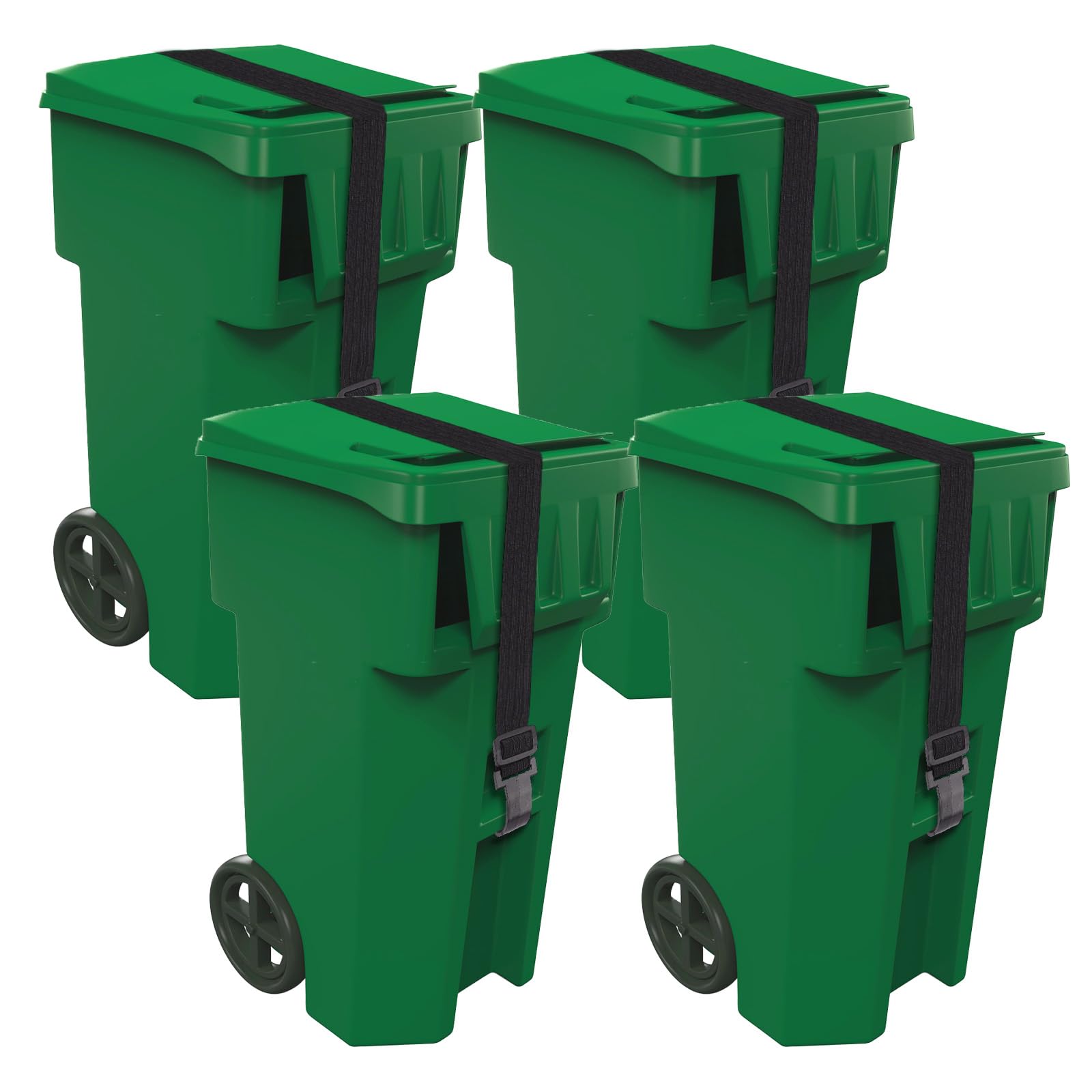 4 PCS Adjustable Trash Can Lid Lock Straps - Heavy Duty Wheelie Bin Lock for Animals, Secure Garbage Can from Squirrels, Dogs, Bears & Raccoons - Perfect for Outdoor Use in Backyards, Parks & Camping Sites