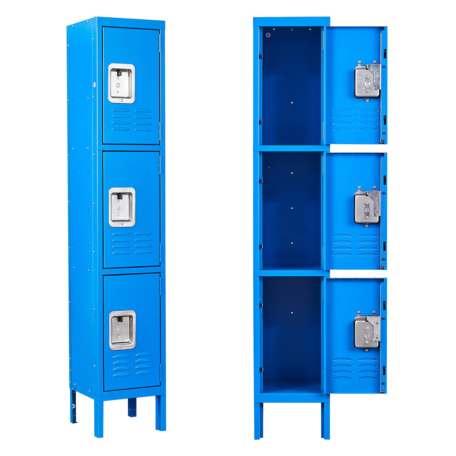 MIIIKO 3-Door Metal School Locker Cabinet with 3-Tier Shelves - Heavy Duty Gym & Office Storage Organizer for Kids, Home & Workplace - Perfect for School, Gym, Dormitory & Office Organization