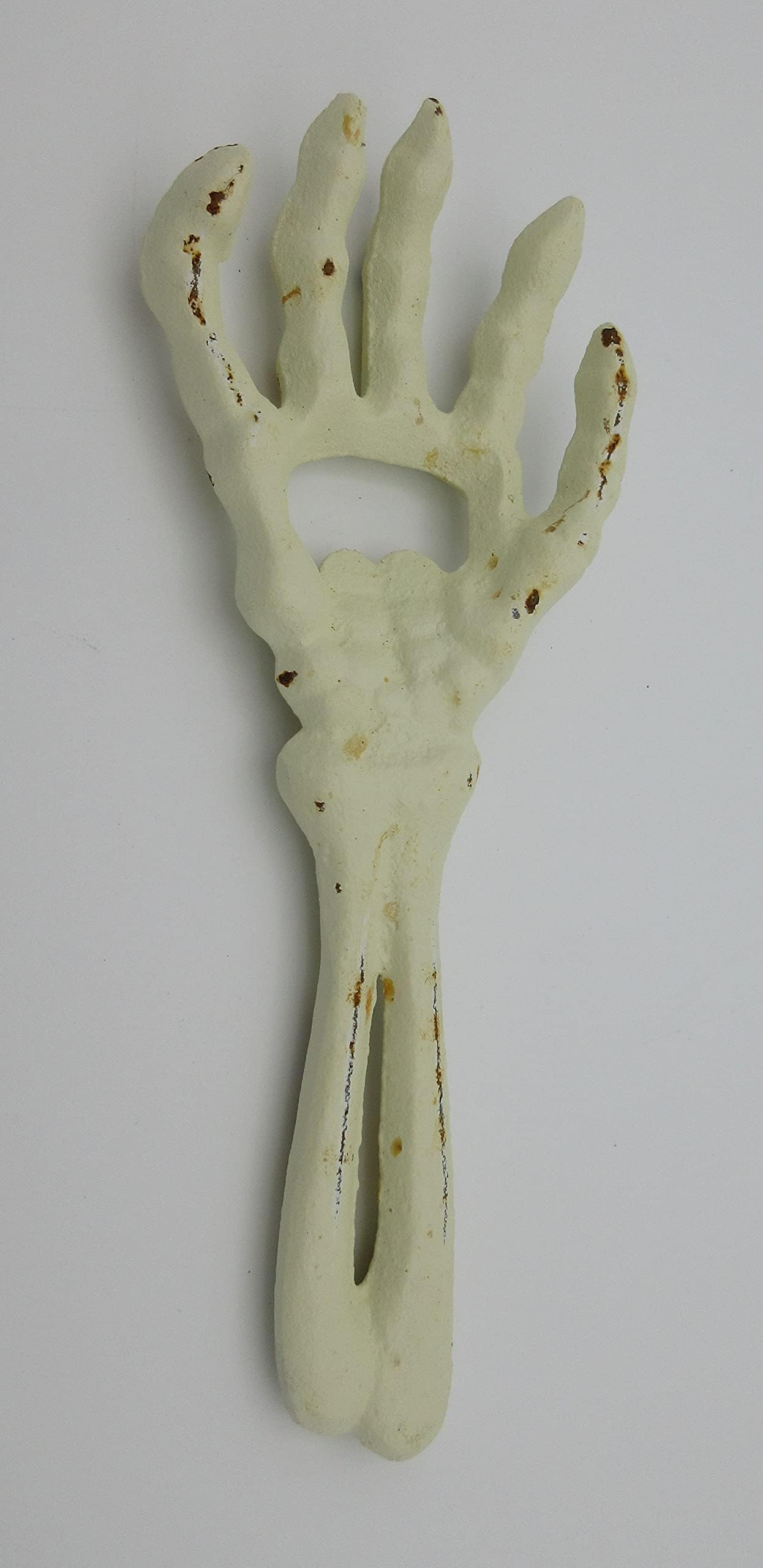 MGS Cast Iron Skeleton Hand Bottle Opener - Gothic Style Beer & Soda Opener - Unique Bar Accessories for Halloween Party, Home Decor & Gifts (White)