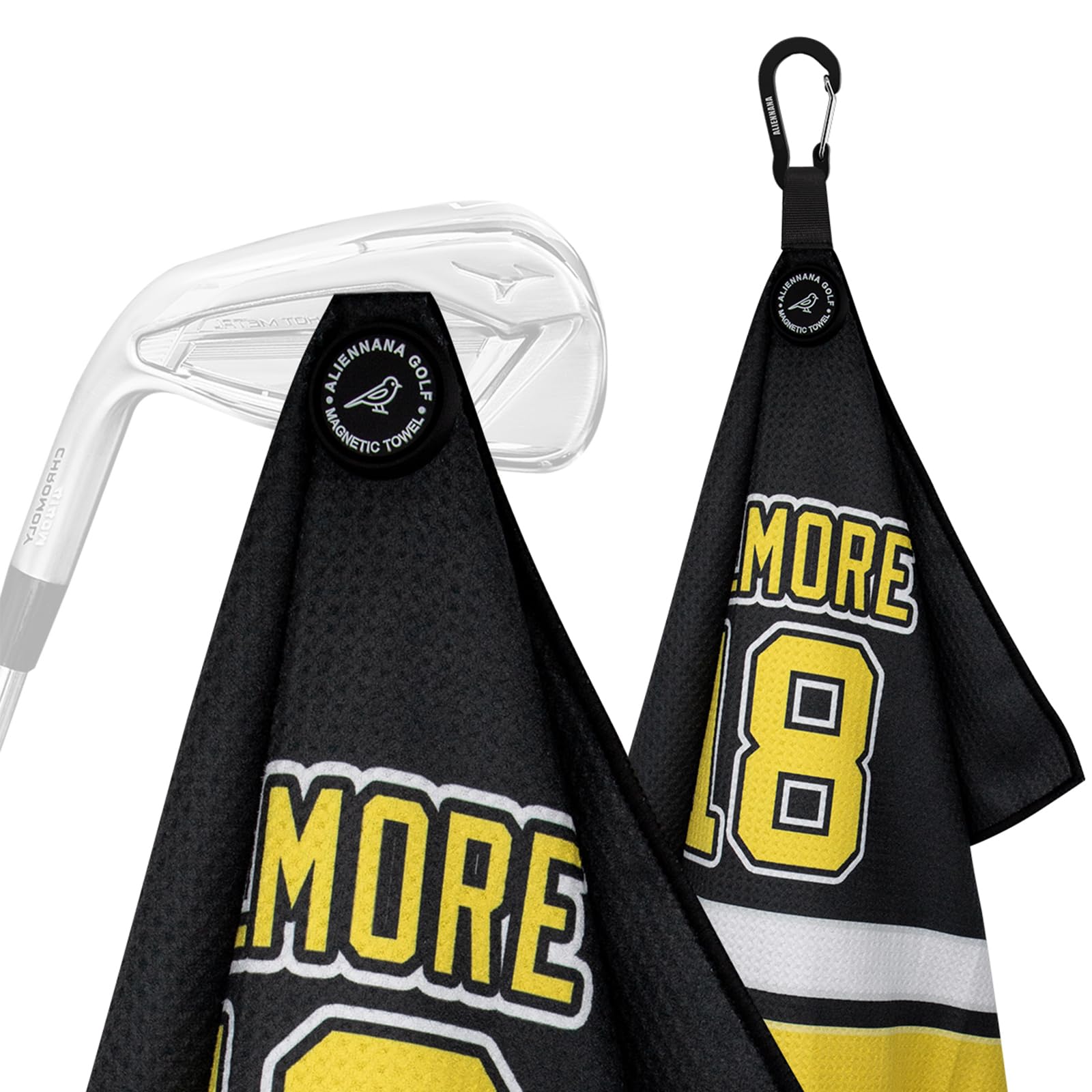 Premium Magnetic Golf Towel - Microfiber Waffle Design with Secure Clip & Industrial Strength Magnet for Golf Bags, Carts & Clubs (No.18) - Perfect for Golf Courses, Driving Ranges & Practice Sessions