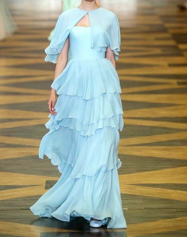 Elegant A-Line Tiered Blue Chiffon Prom Dress for Formal Party & Evening Gown J6384 - Perfect for Homecoming, Prom Night, Wedding Guest & Special Occasions