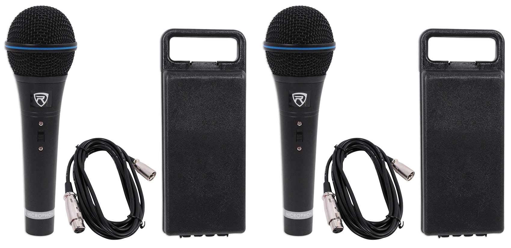 Rockville 2 RMM-XLR Dynamic Cardioid Professional Metal Microphones with XLR Cables - Perfect for Studio Recording, Live Performances & Podcasting