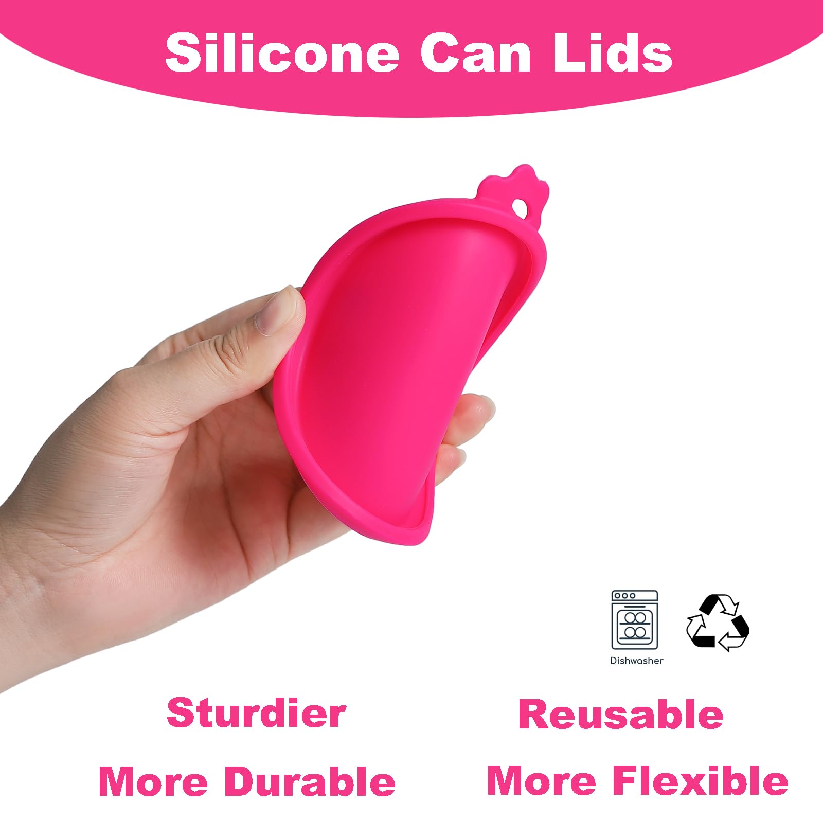 Reusable Silicone Cat Food Can Lids for 5.5 oz & 5.3 oz Cans - 2 Pack Pet Food Can Covers, Wet Food Savers (Hot Pink) - Perfect for Freshness & Portion Control