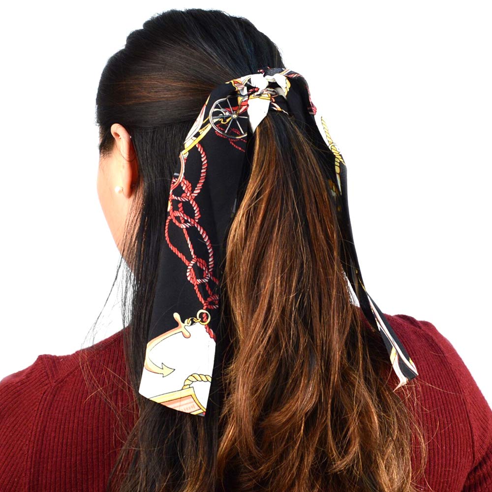 6-Piece Satin Silk Hair Scrunchies - Soft Elastic Ponytail Holders & Headband Ties for Women & Girls (Perfect for Workouts, Yoga, Office & Everyday Styling)