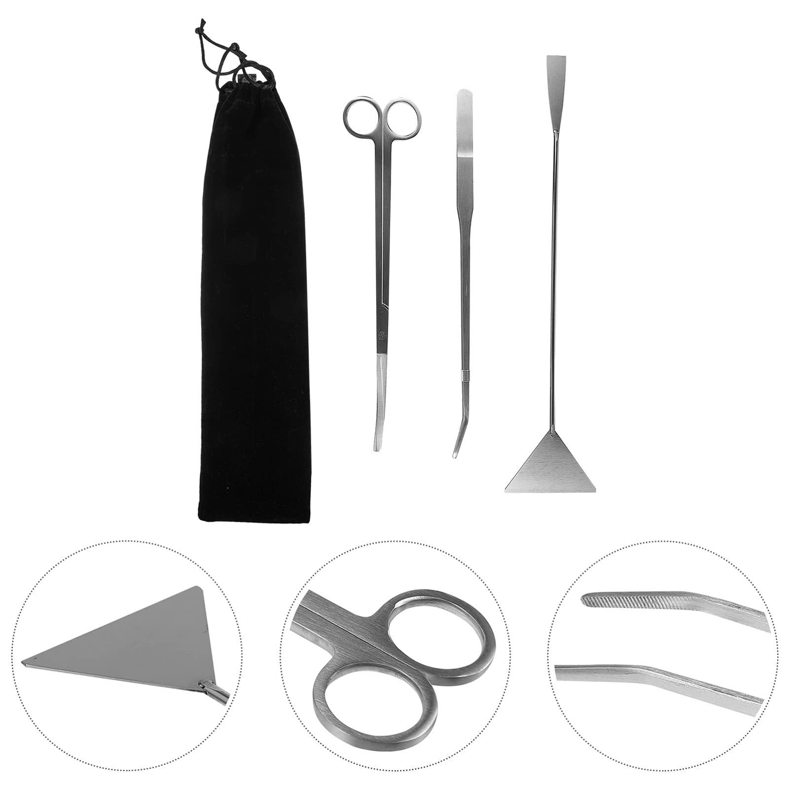 Balacoo 4-Piece Aquarium Cleaning Kit - Stainless Steel Fish Tank Tools Set with Plant Scissors, Tweezers, Spatula & Trimmer for Aquatic Plant Care and Tank Maintenance | Perfect for Freshwater & Saltwater Aquariums