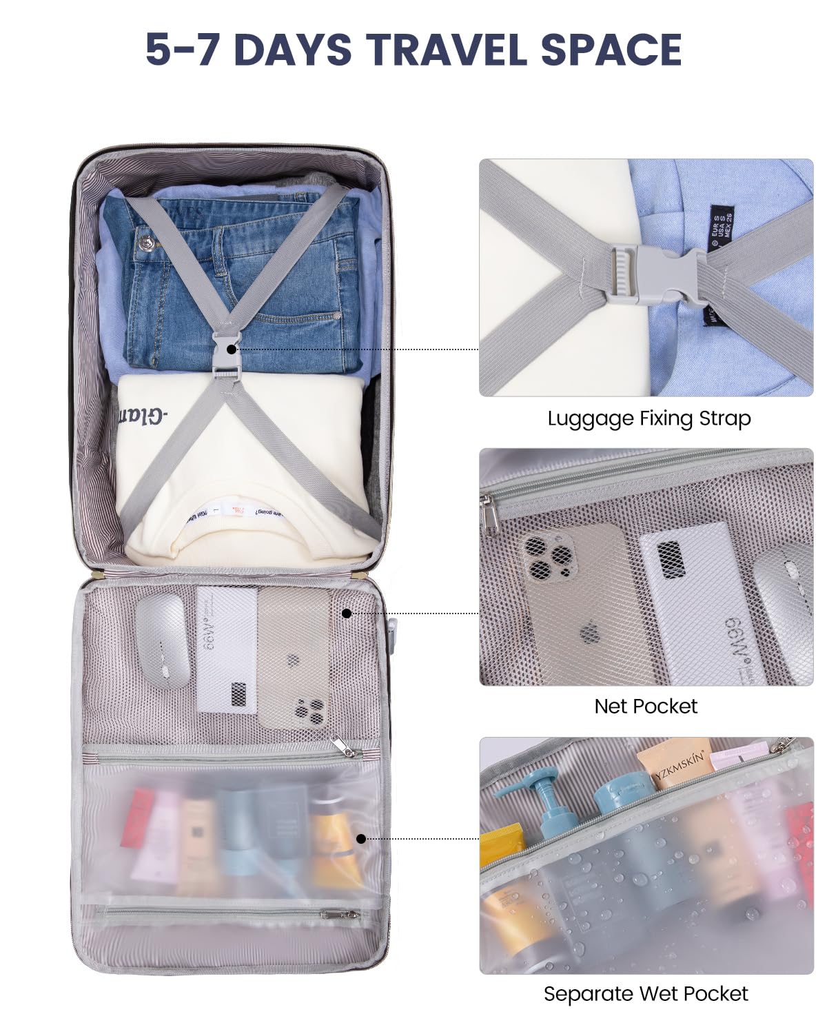 LOVEVOOK 40L Carry On Backpack for Travel - TSA Approved Personal Item Bag with 3 Packing Cubes, Waterproof Airplane Backpack Fits 17