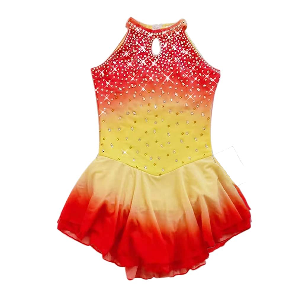 Girls Figure Skating Dress - Yellow Belly Dance Costume for Ice Skating Competitions | Performance & Practice Outfit