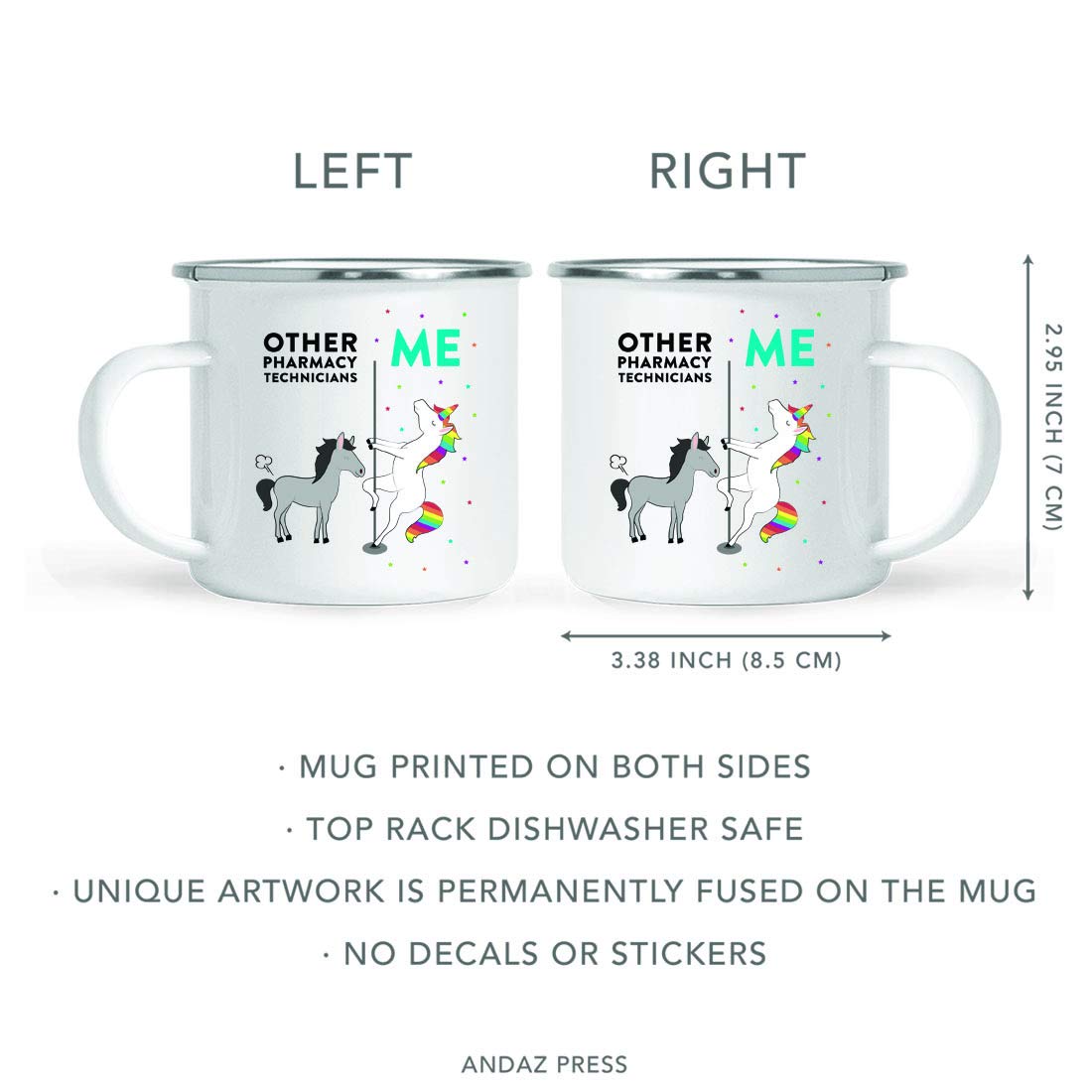 11oz Stainless Steel Campfire Coffee Tea Mug - Funny Quirky Gift for Pharmacy Technicians, Coworkers, Horse & Unicorn Lovers | Birthday, Christmas Thank You Gift Ideas in Gift Box | Perfect for Outdoor Camping, Office Use & Holiday Presents
