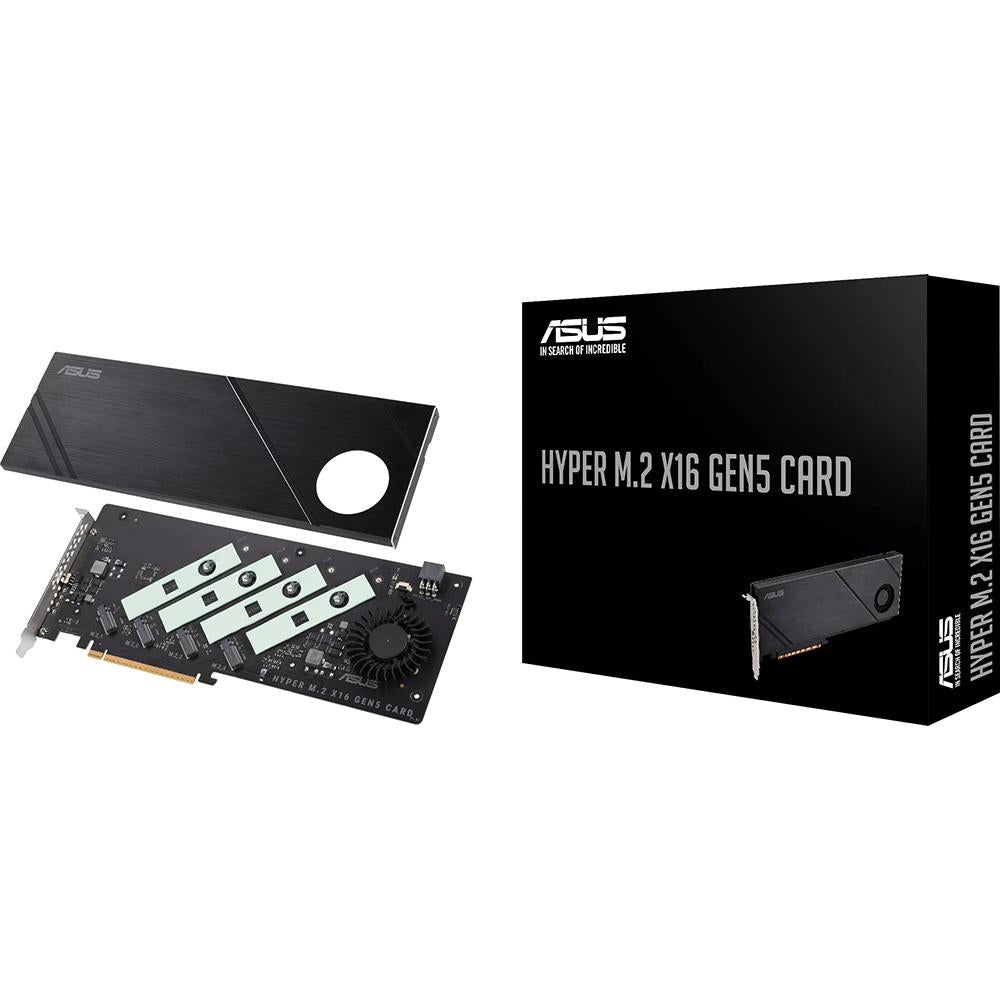 ASUS Hyper M.2 x16 Gen5 PCIe 5.0 NVMe SSD Expansion Card - Black | Supports 4 M.2 SSDs | High-Speed Storage Upgrade for Gaming PCs, Workstations & Content Creation