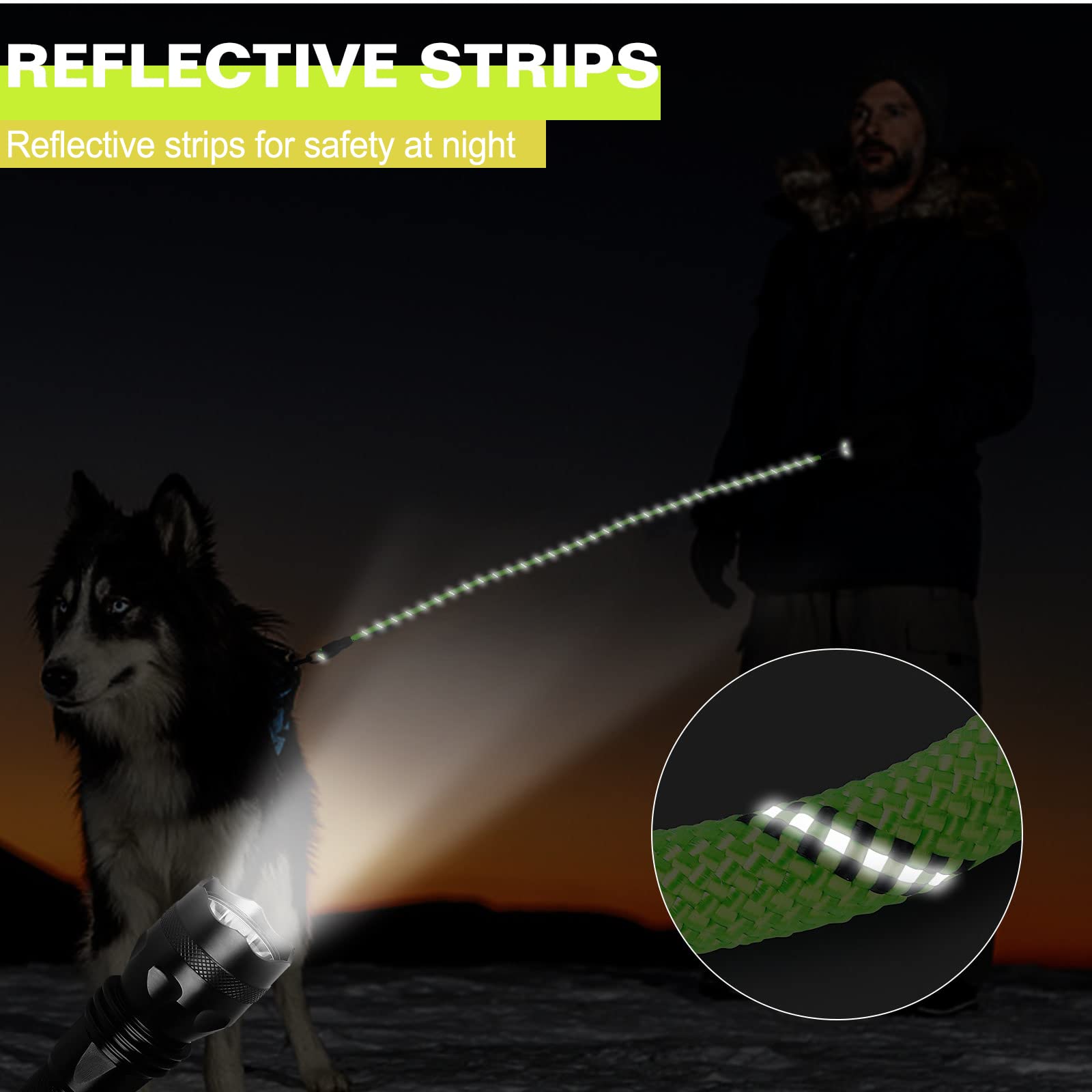 UrbanX Heavy Duty Dog Leash - 5FT Padded Handle Reflective Rope Leash for Large Dogs Like Labrastaff & Mixed Breeds (Green) | Perfect for Night Walks, Hiking & Outdoor Adventures