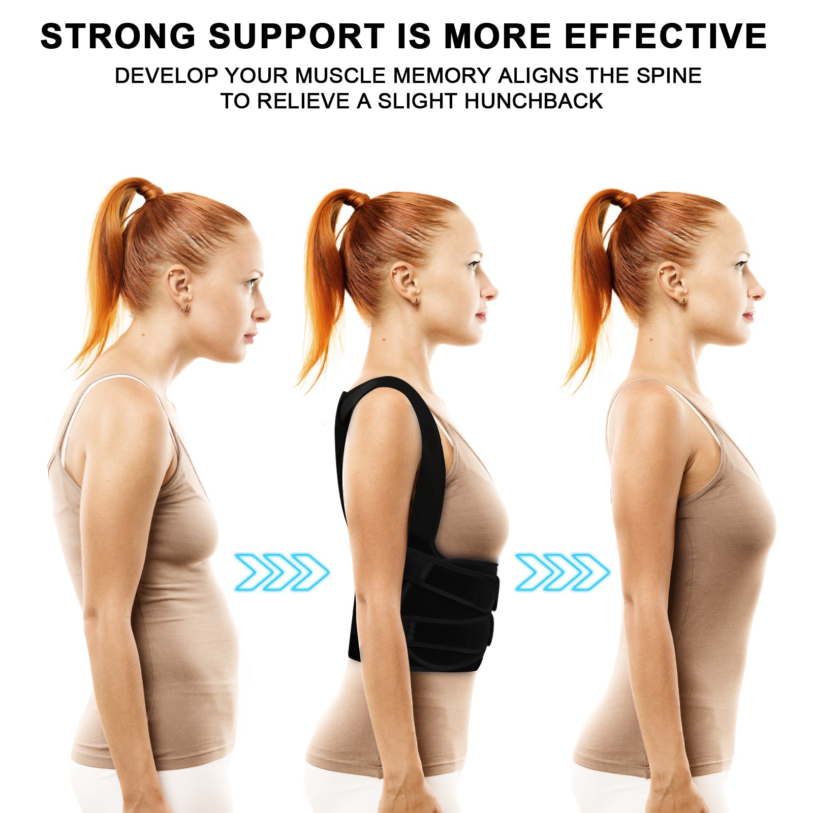 Wetene Adjustable Lightweight Back Brace & Posture Corrector for Women & Men - Scoliosis & Hunchback Support (Medium) - Ideal for Office Work, Driving & Daily Pain Relief