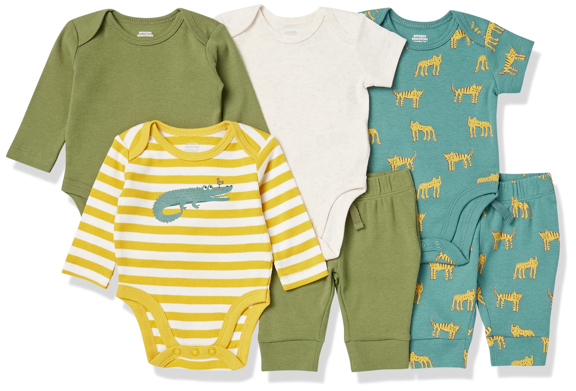 Amazon Essentials Unisex Baby Cotton Layette Outfit Sets - 6-Pack | Soft Newborn Clothes for Boys & Girls | Perfect for Gifts, Hospital Visits & Daily Wear