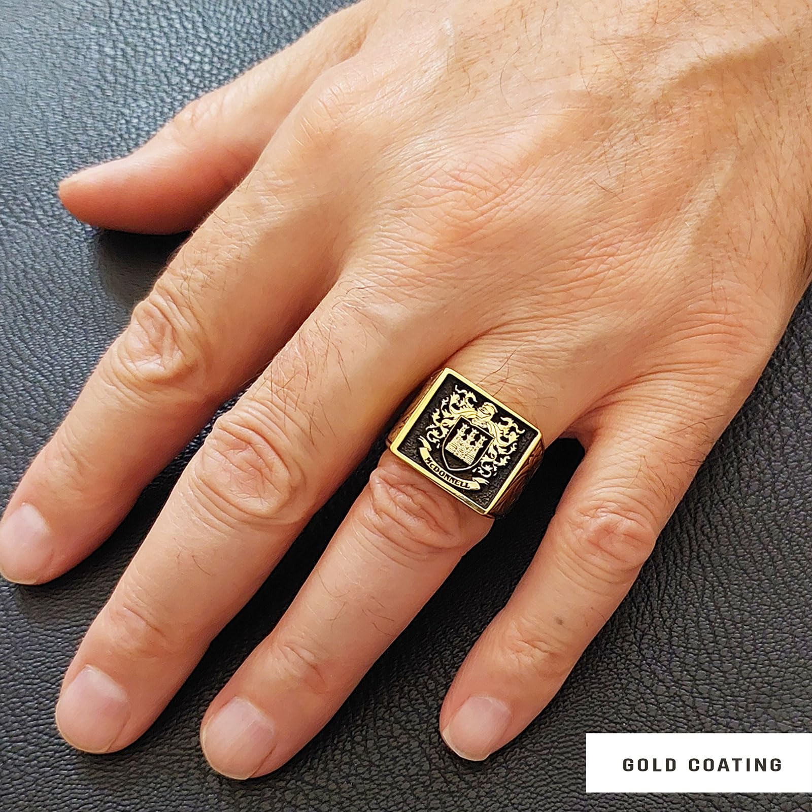 Personalized Coat of Arms Signet Ring - Custom Engraved Family Crest Ring with Celtic Design - Unique Gift for Men & Women - Perfect for Weddings, Anniversaries and Family Heirlooms