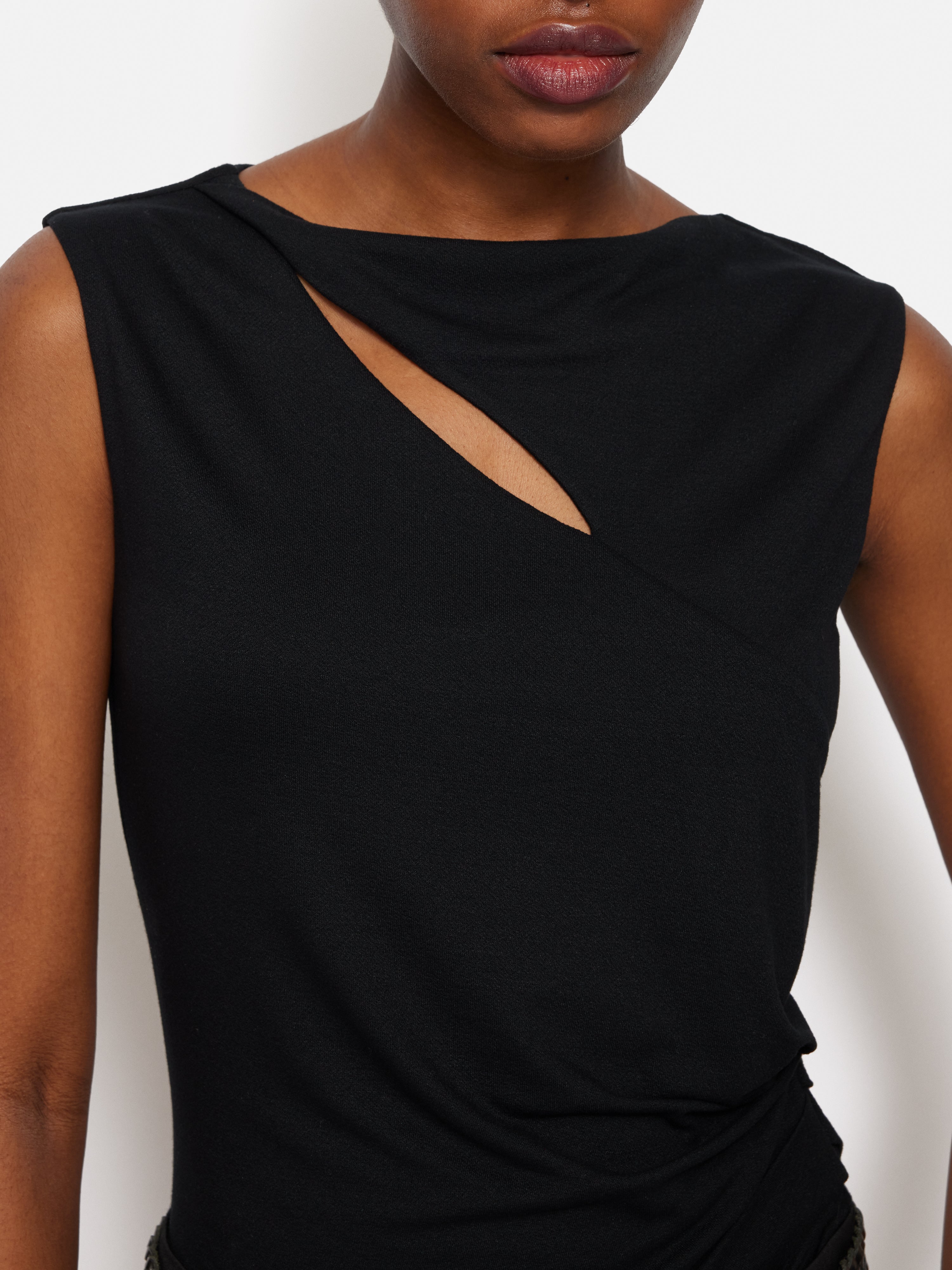 Slash Neck Top for Women - Trendy Black V-Neck Shirt for Casual Wear, Office & Night Out