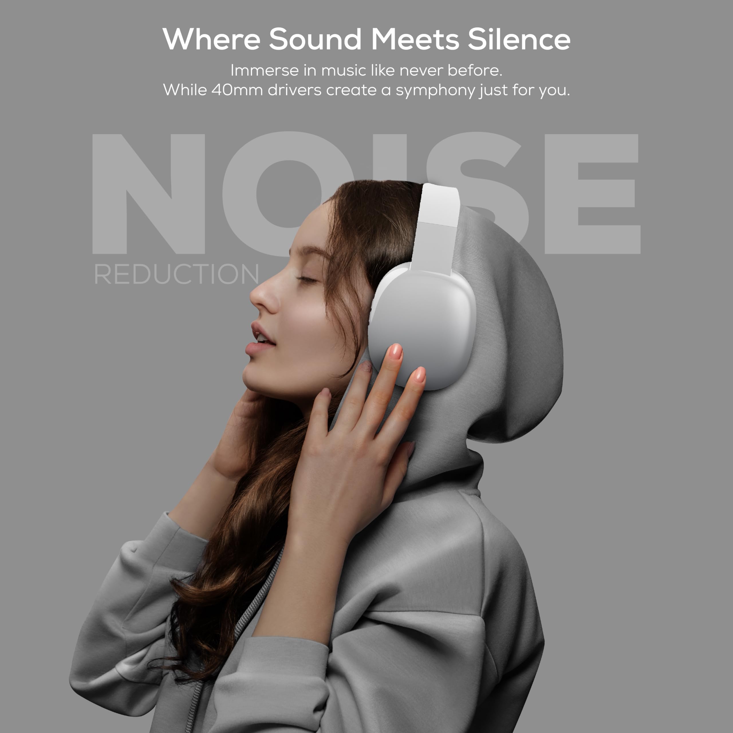 Gabba Goods Wireless Over-Ear Bluetooth Headphones with Mic - Noise Cancelling Headset for Travel, Work & Gaming - Built-in MicroSD, Wired Mode - Compatible with TV, PC, Smartphone (Silver) - Perfect for Commuting, Office Calls & Entertainment