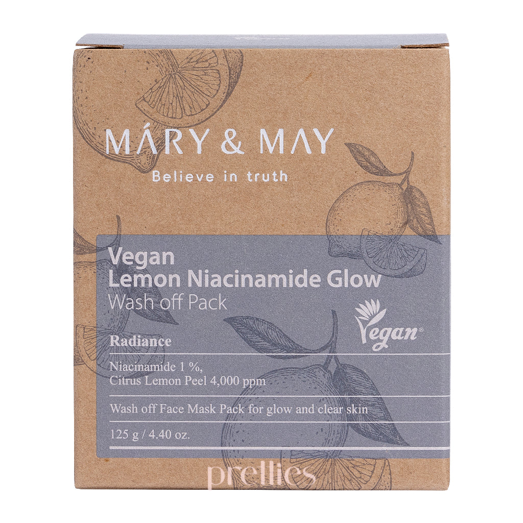 Mary & May Lemon Niacinamide Brightening Wash Off Mask 125g - Korean Skincare for Glowing Complexion, Dark Spot Treatment & Pore Care | Perfect for Night Routine & Pre-Makeup Prep