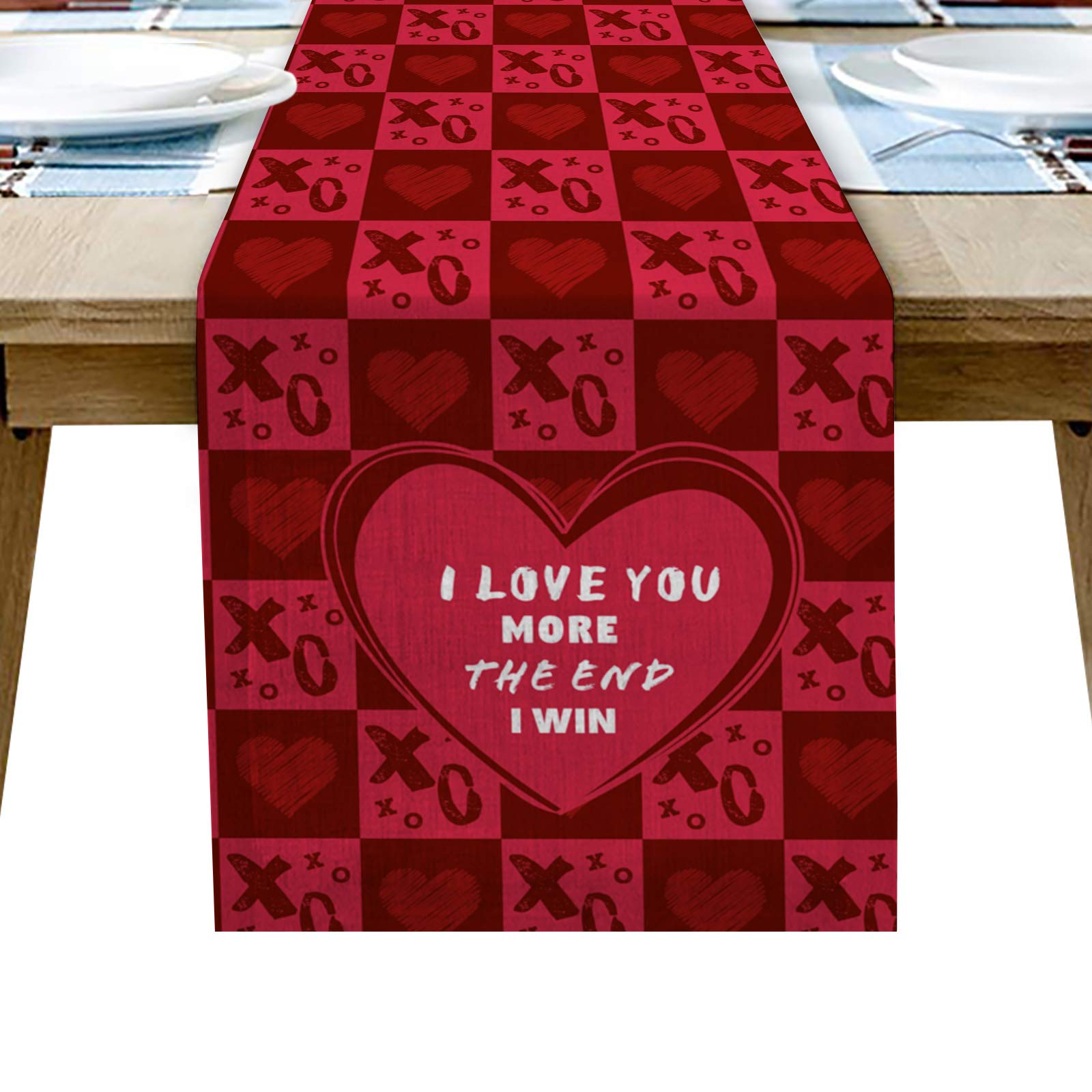 70 Inch Cotton Linen Table Runner - Elegant Decorative Dining Table Scarf for Valentine's Day, Bedroom Dresser & Kitchen Decor | Perfect for Dinner Parties, Romantic Dates & Home Styling