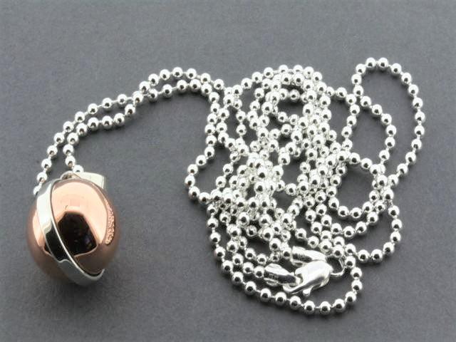 Sterling Silver & Copper Ball Pendant Necklace with 80cm Ball Chain - Elegant Jewelry for Women, Gift for Her, Perfect for Everyday Wear & Special Occasions