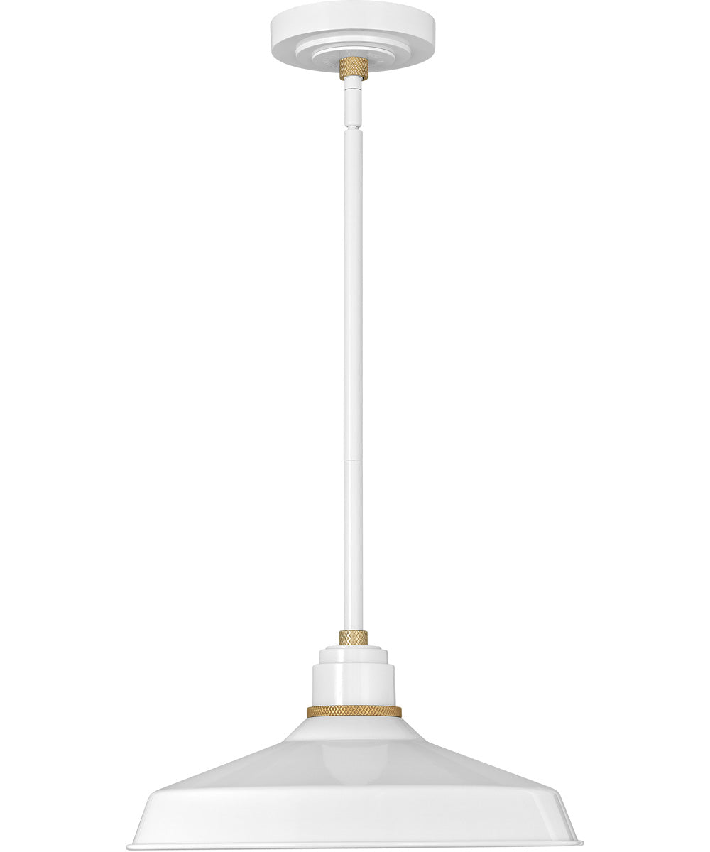 1 Light Outdoor Pendant Barn Light Fixture - Gloss White Finish - Perfect for Porch, Patio, and Farmhouse Exterior Lighting