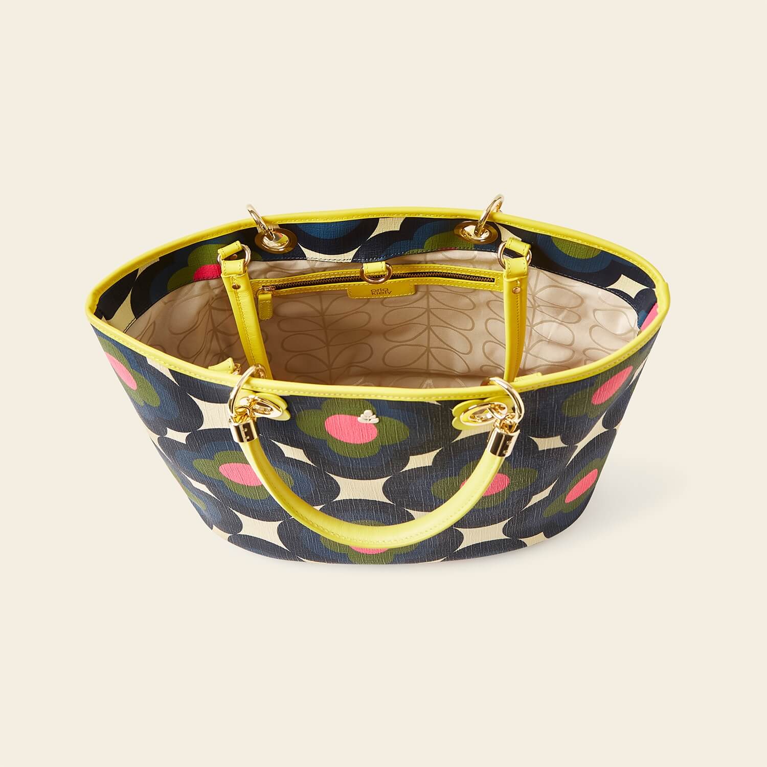 Smile Tote Bag with Radial Flower Design - Stylish Beach Tote for Pool, Vacation & Summer Outings