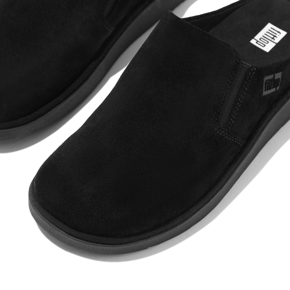 FitFlop Gen FF Elasticated Suede Mules - Comfortable Black Slip-On Shoes for Women, Perfect for Home, Office & Casual Wear