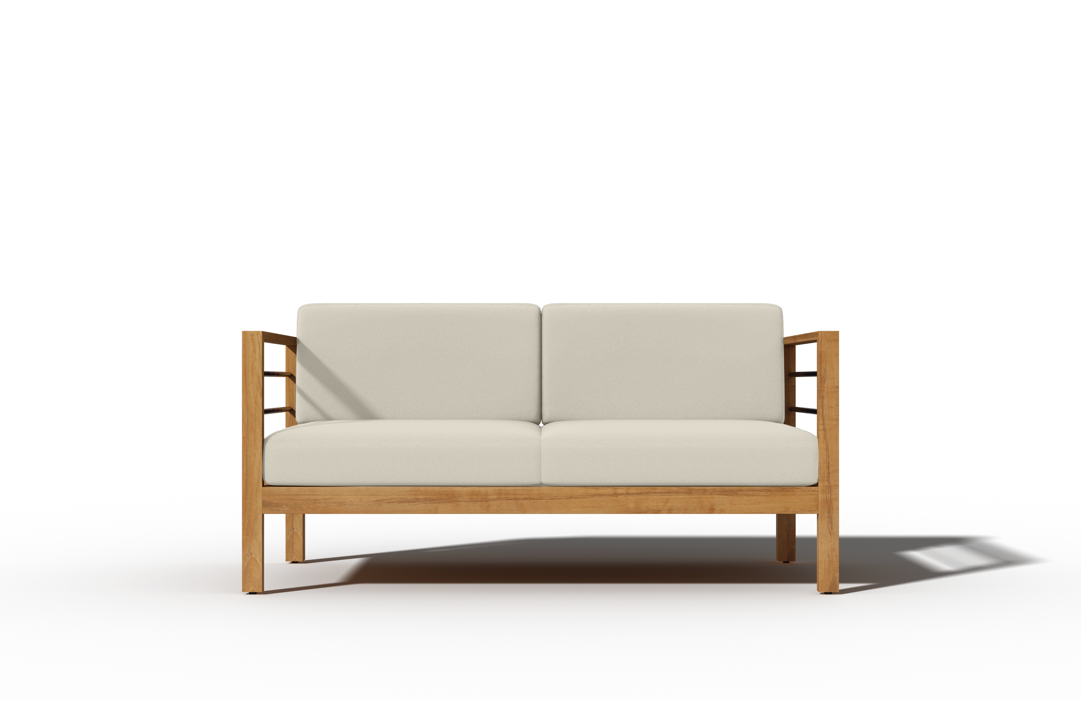 Leon 3-Person Teak Outdoor Sofa with Sunbrella Canvas Cushion - Waterproof Patio Furniture for Garden, Poolside & Backyard Relaxation