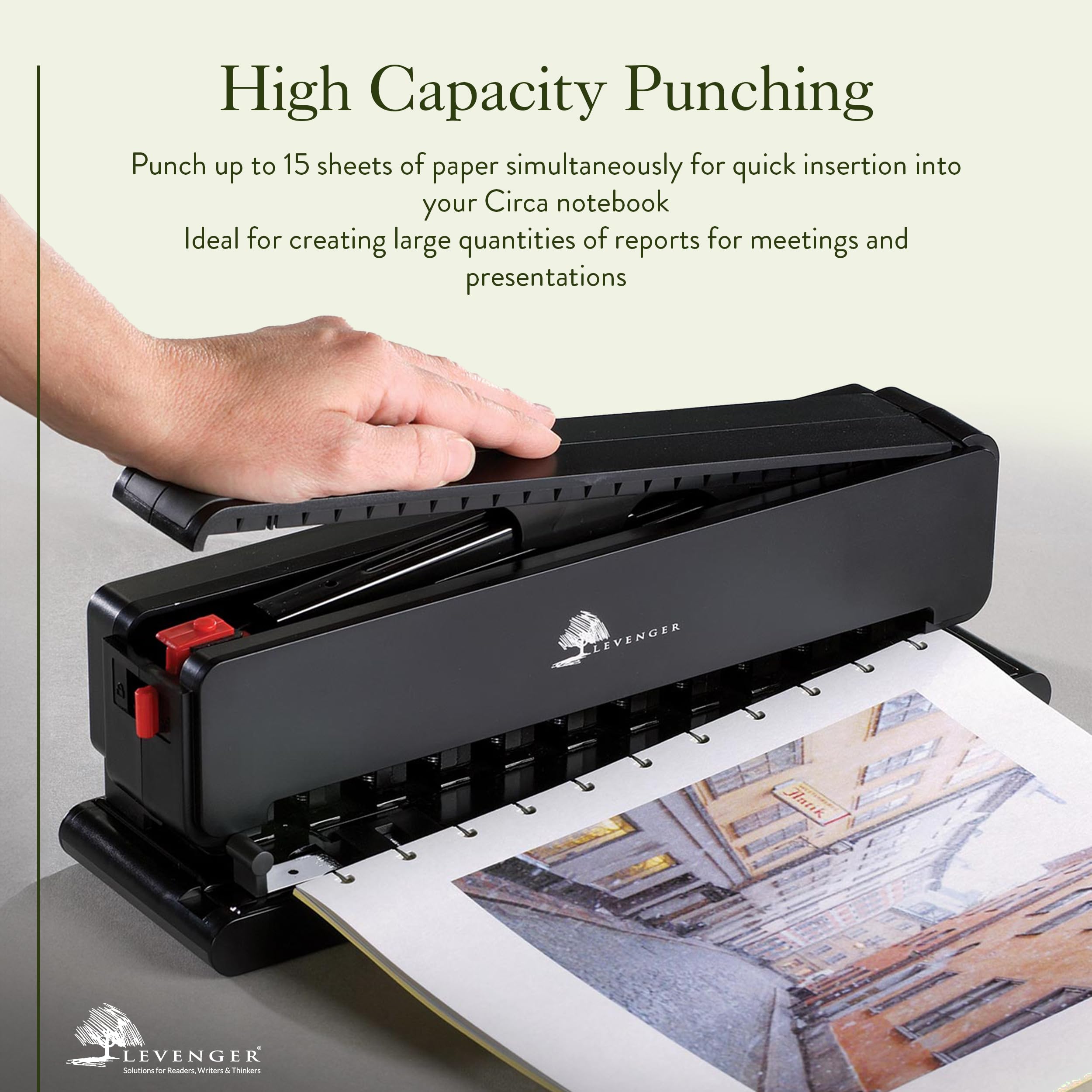 Levenger Circa Leverage Discbound Hole Punch - Heavy-Duty Large Paper Puncher for Notebooks, Binders & Journals | Office & Home Organization Supplies | Perfect for Business Documents, School Projects & DIY Planners