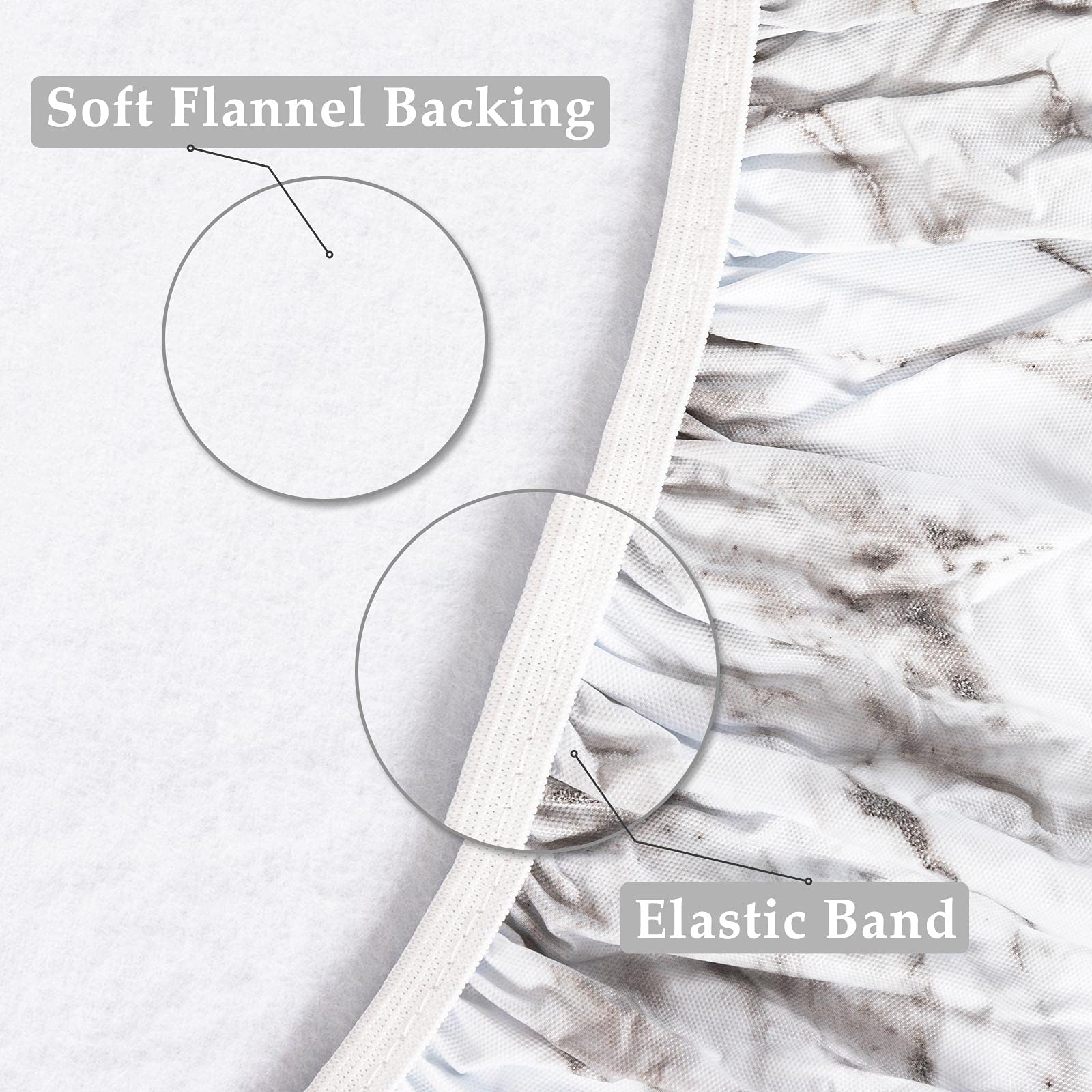 UMINEUX Waterproof Round Fitted Tablecloth with Elastic Edge & Flannel Backing - Wipeable Vinyl Table Cover for Indoor/Outdoor Use - Fits 40