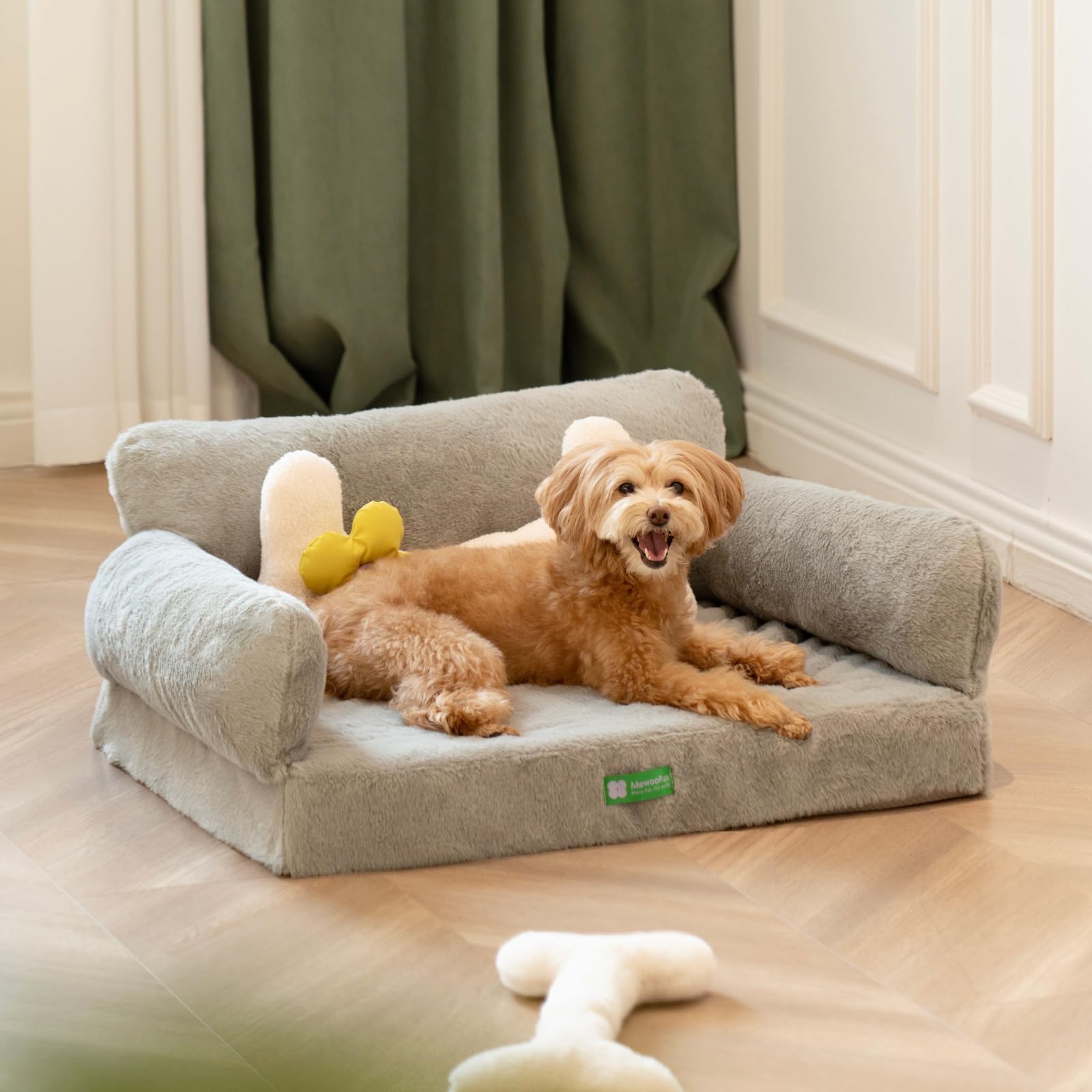 **MEWOOFUN Orthopedic Dog Bed for Small & Medium Dogs - Egg Foam Pet Sofa with Removable Washable Cover & Non-Slip Bottom - Perfect for Indoor Cats & Dogs (Large, Grey) - Ideal for Living Room, Bedroom & Pet-Friendly Spaces**