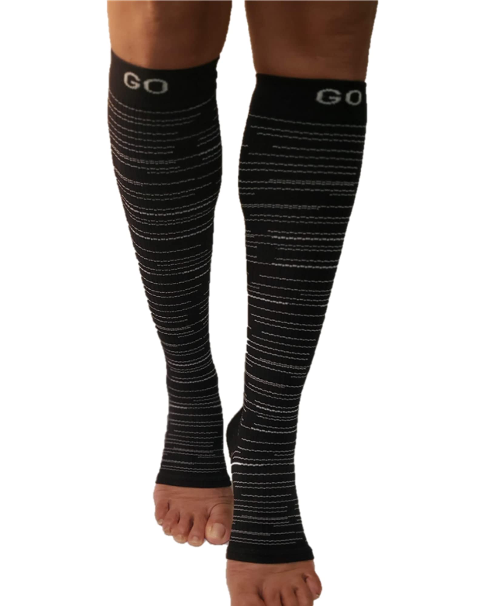 20-30 mmHg Knee High Open Toe Compression Socks for Women & Men - Graduated Toeless Stockings for Circulation, Travel & Work