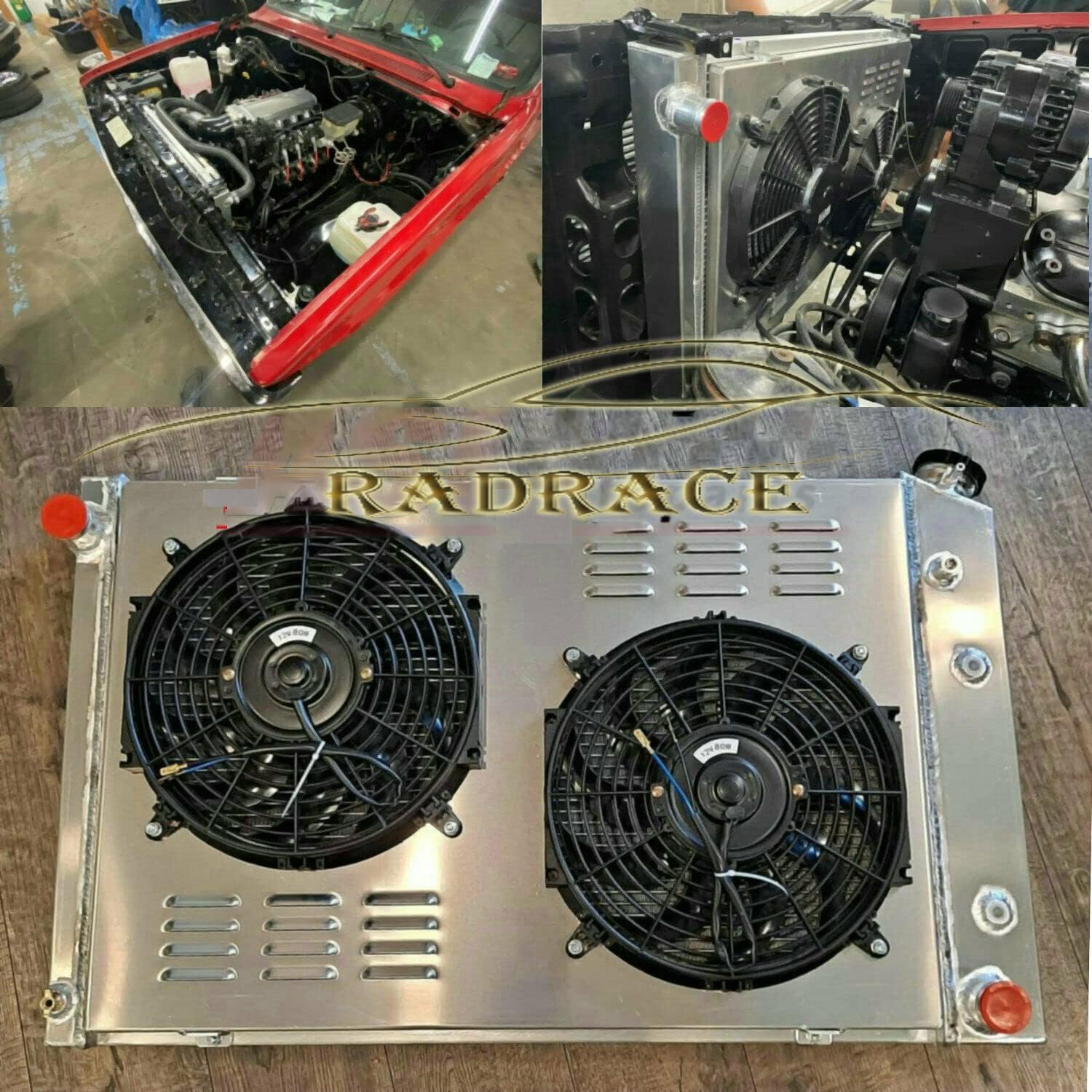 4 Row Aluminum Radiator Shroud with Fan Relay for 1973-1991 Chevy GMC C/K C10 C20 C30 C1500 C2500 C3500 Jimmy Blazer Truck Pickup Suburban - Heavy Duty Cooling for Off-Road & Towing