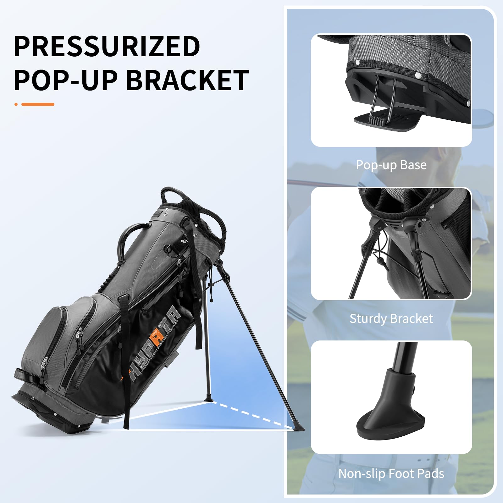 **14-Way Golf Stand Bag - Lightweight Premium PU Leather Golf Bag for Men & Women with 8 Pockets, Cooler Pouch, Rangefinder Pouch, Detachable Dual Strap & Rain Cover - Perfect for Tournaments, Driving Range & Weekend Golfing**