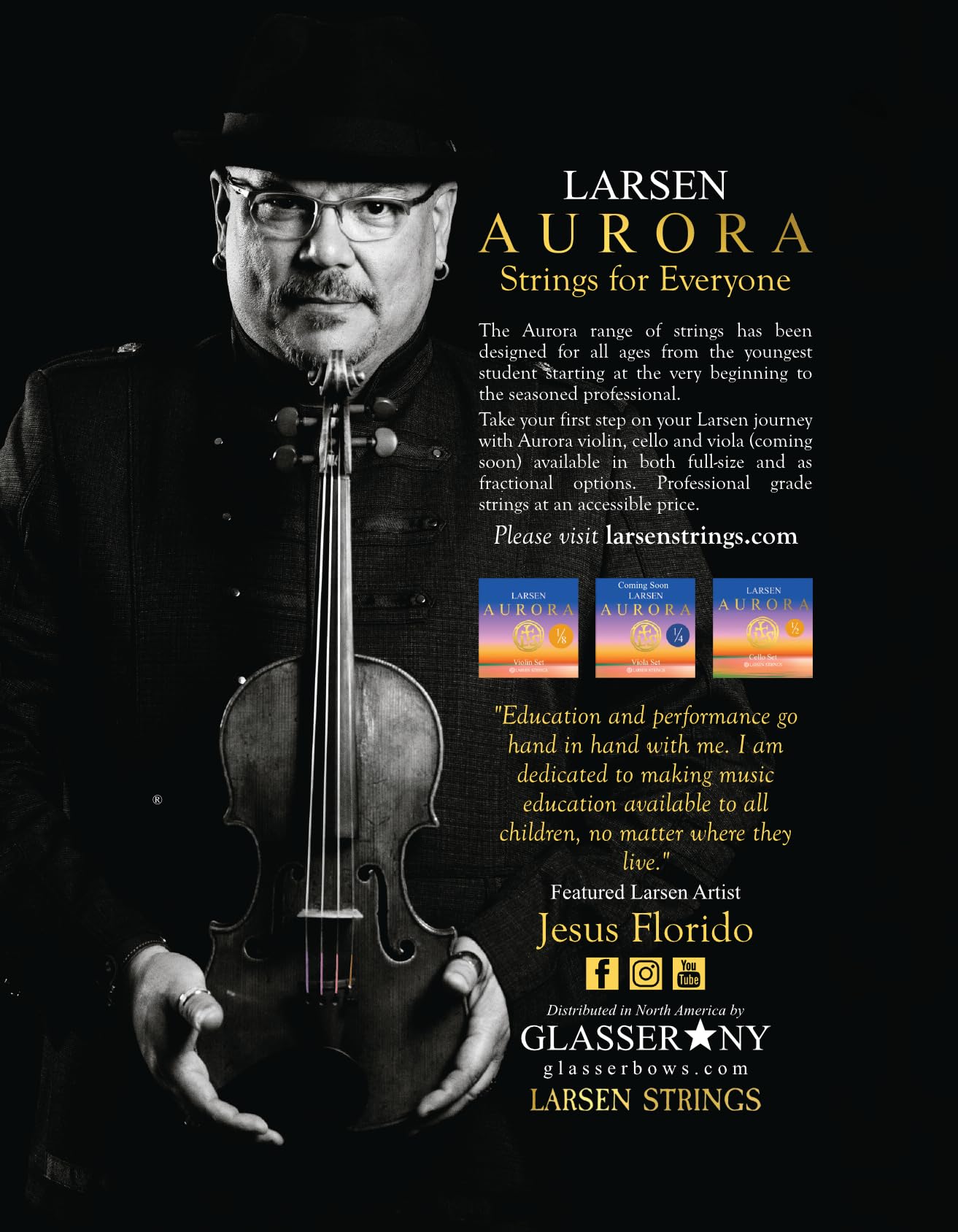 LARSEN Aurora Cello Strings Medium Tension C 1/8 - Premium Quality Cello Strings for Professional Musicians & Students - Perfect for Orchestral Performances, Solo Playing & Practice Sessions