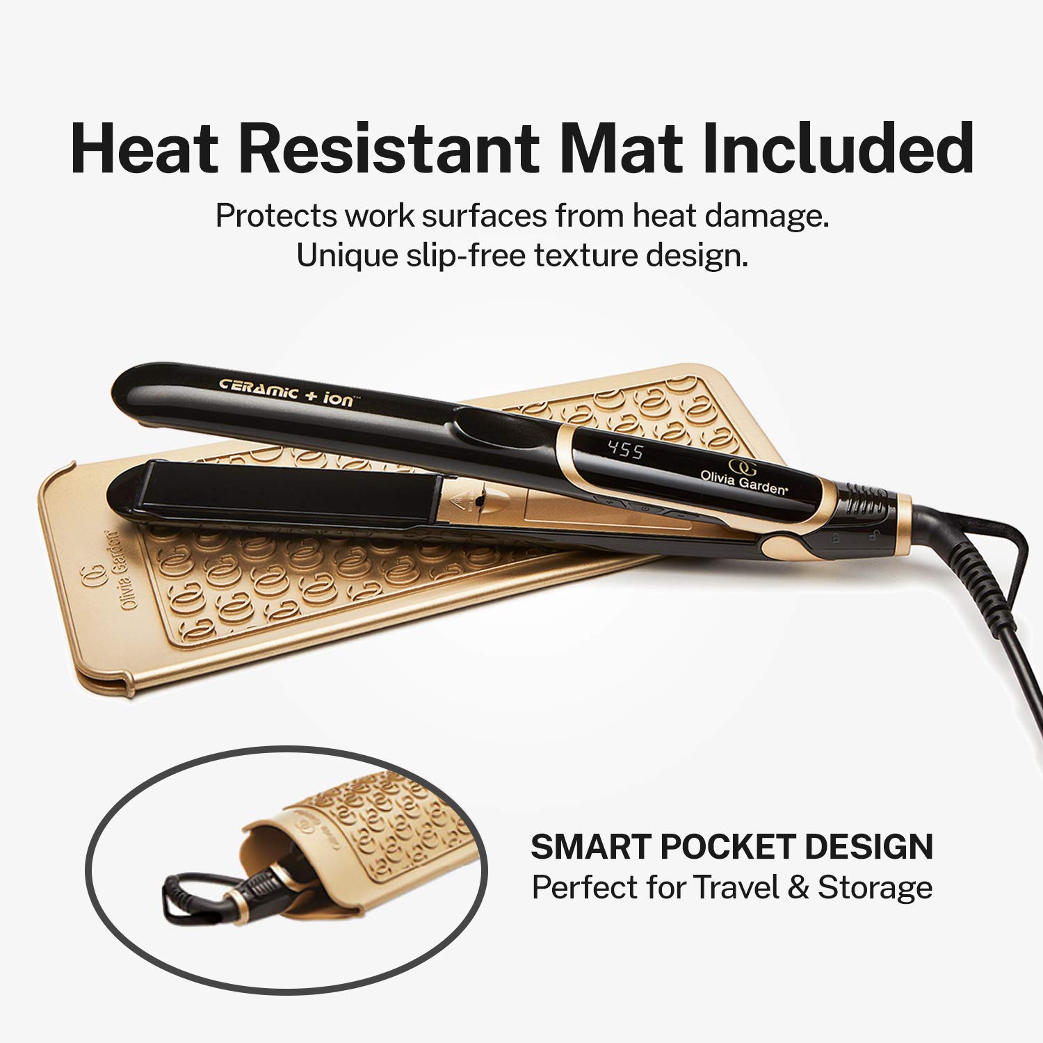 Olivia Garden Ceramic + Ion Pro Flat Iron - Dual Voltage Hair Straightener with 3D Floating Plates & 11 Temperature Settings for Salon-Quality Styling at Home or Travel