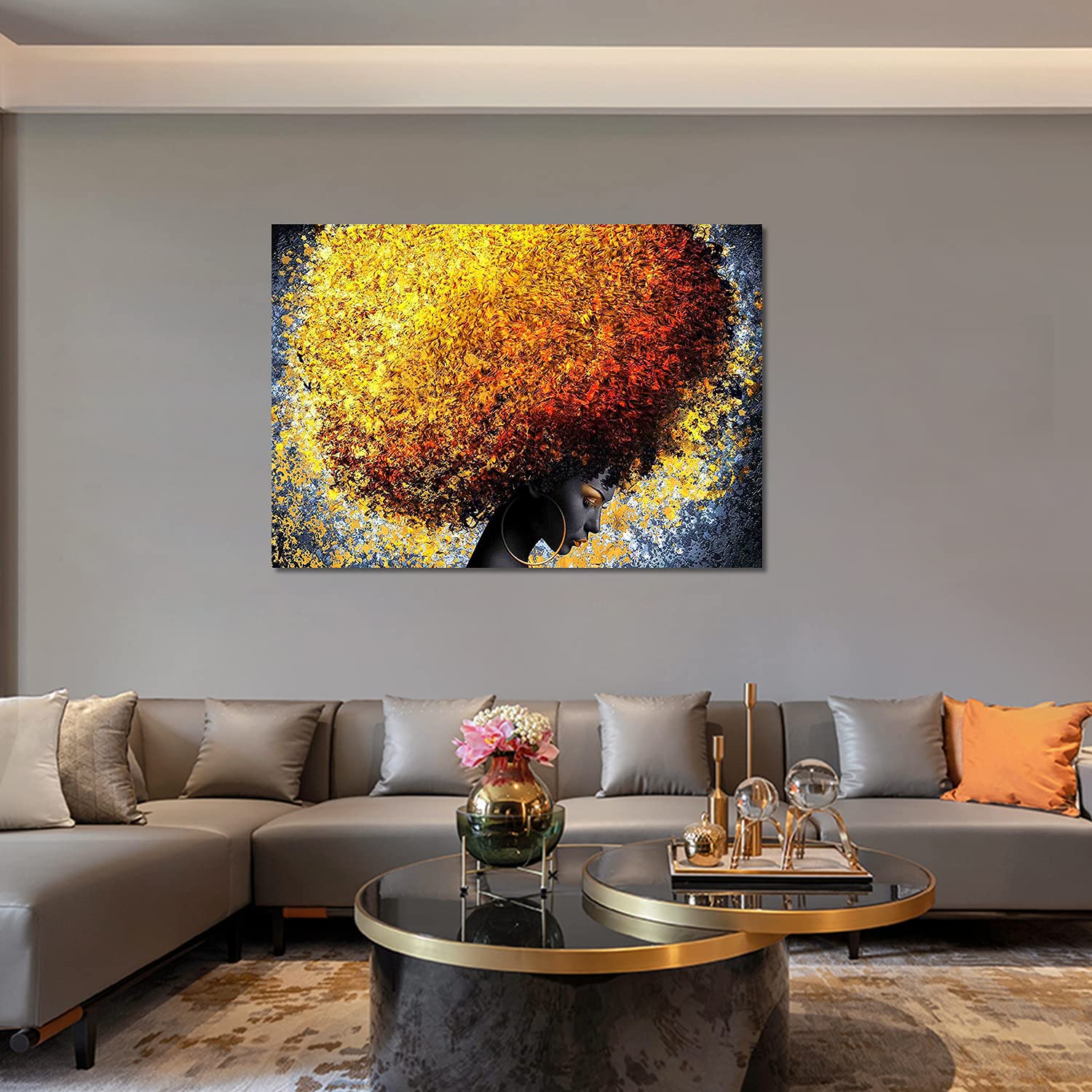 Premium Canvas Wall Art - African American Abstract Painting, Modern Black Queen Woman Graffiti Design with Afro Hairstyle, Unframed 24x36 Inch - Perfect for Living Room, Bedroom & Office Decor