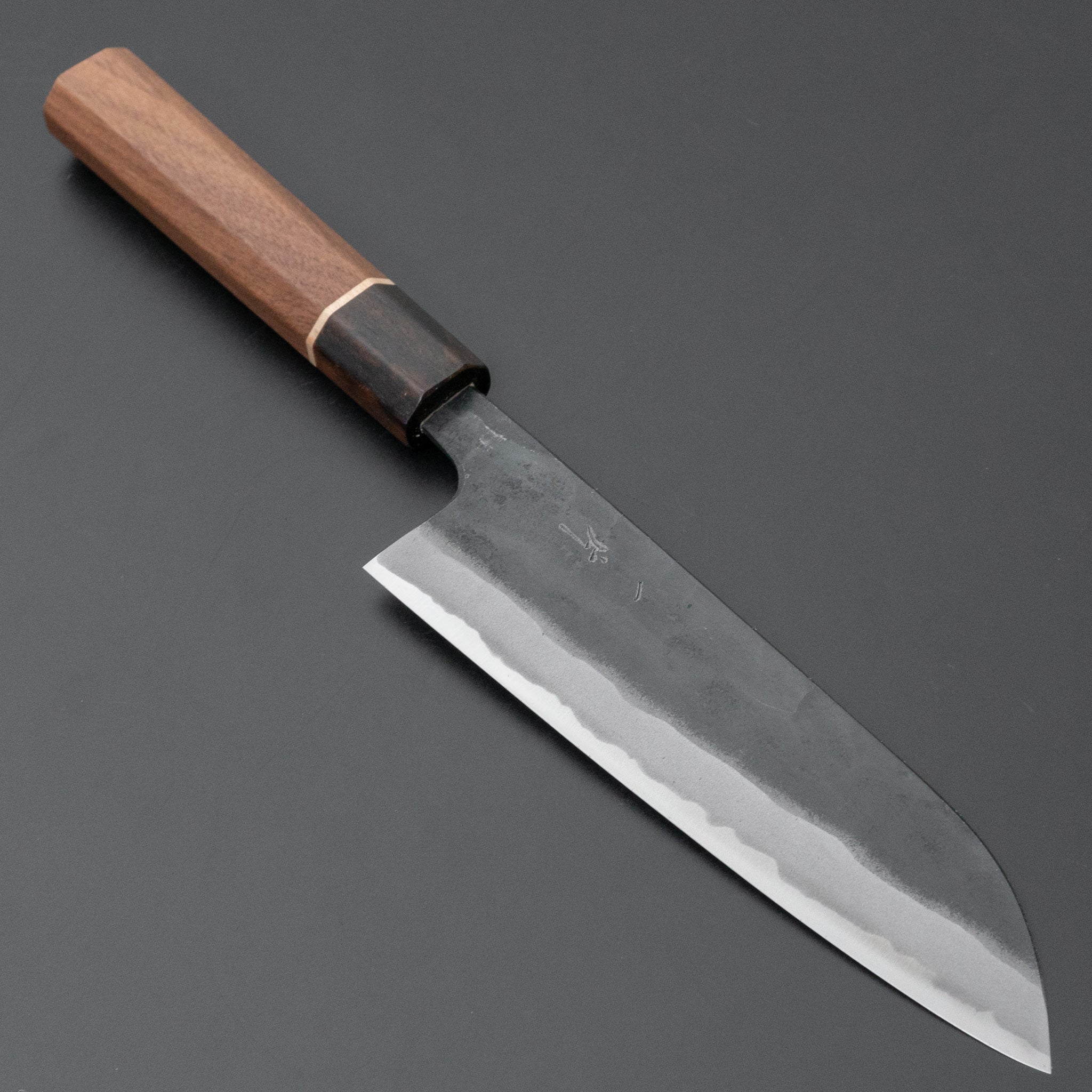 Hitohira Tosa Kurouchi Blue #2 Santoku Knife 170mm - Japanese Chef Knife with Walnut Handle & Ziricote Ferrule - Perfect for Slicing, Dicing & Chopping Vegetables, Meat & Fish