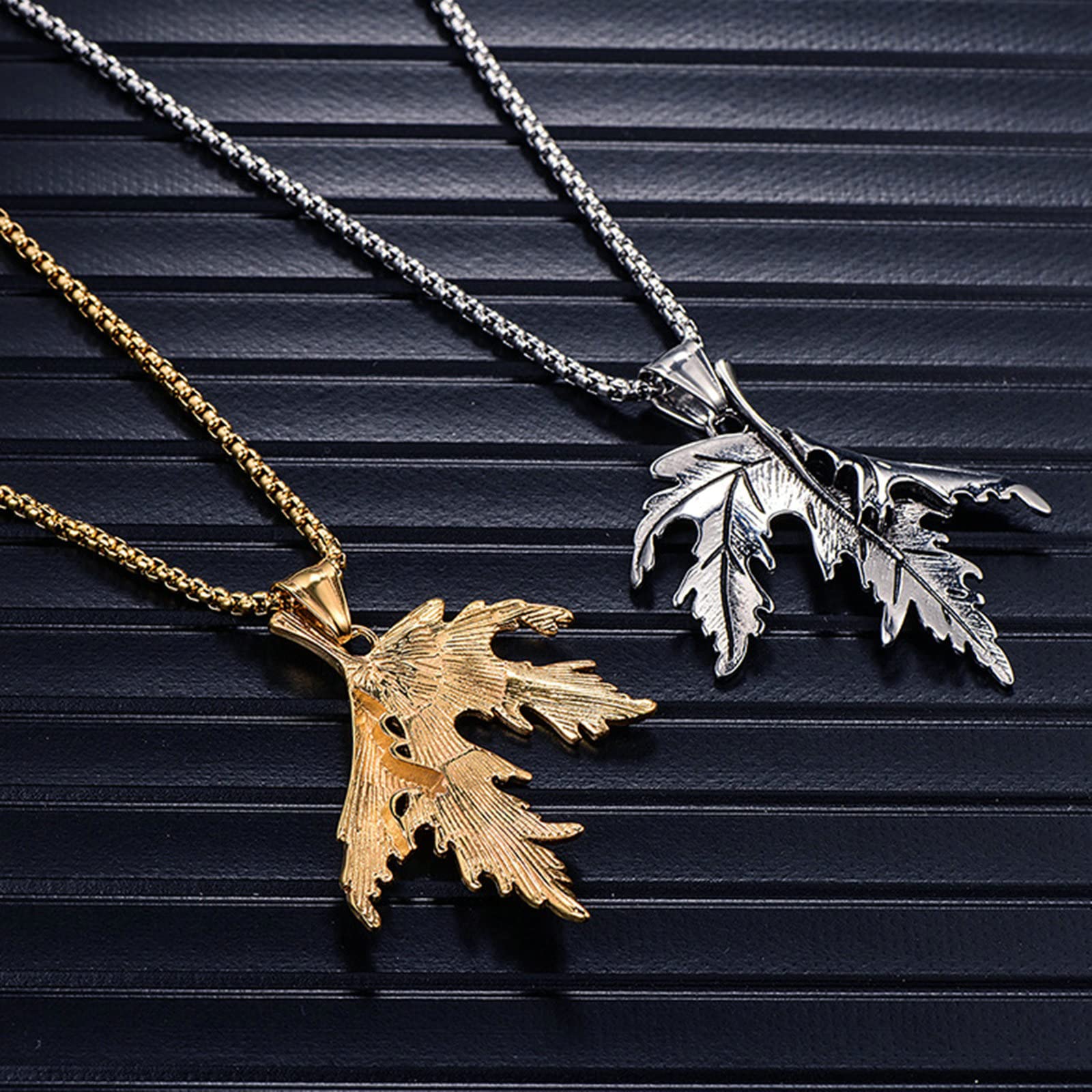 Stainless Steel Maple Leaf Pendant Necklace for Men - Stylish Lobster Claw Clasp Jewelry - Perfect Gift for Birthday, Anniversary & Everyday Wear