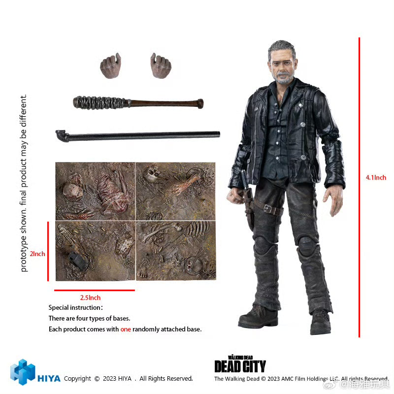 1/18 Scale HIYA 4-Inch Action Figure - The Walking Dead: Dead City Negan Collectible Toy - Perfect for Display, Gifts & Fans of Zombie Apocalypse Series