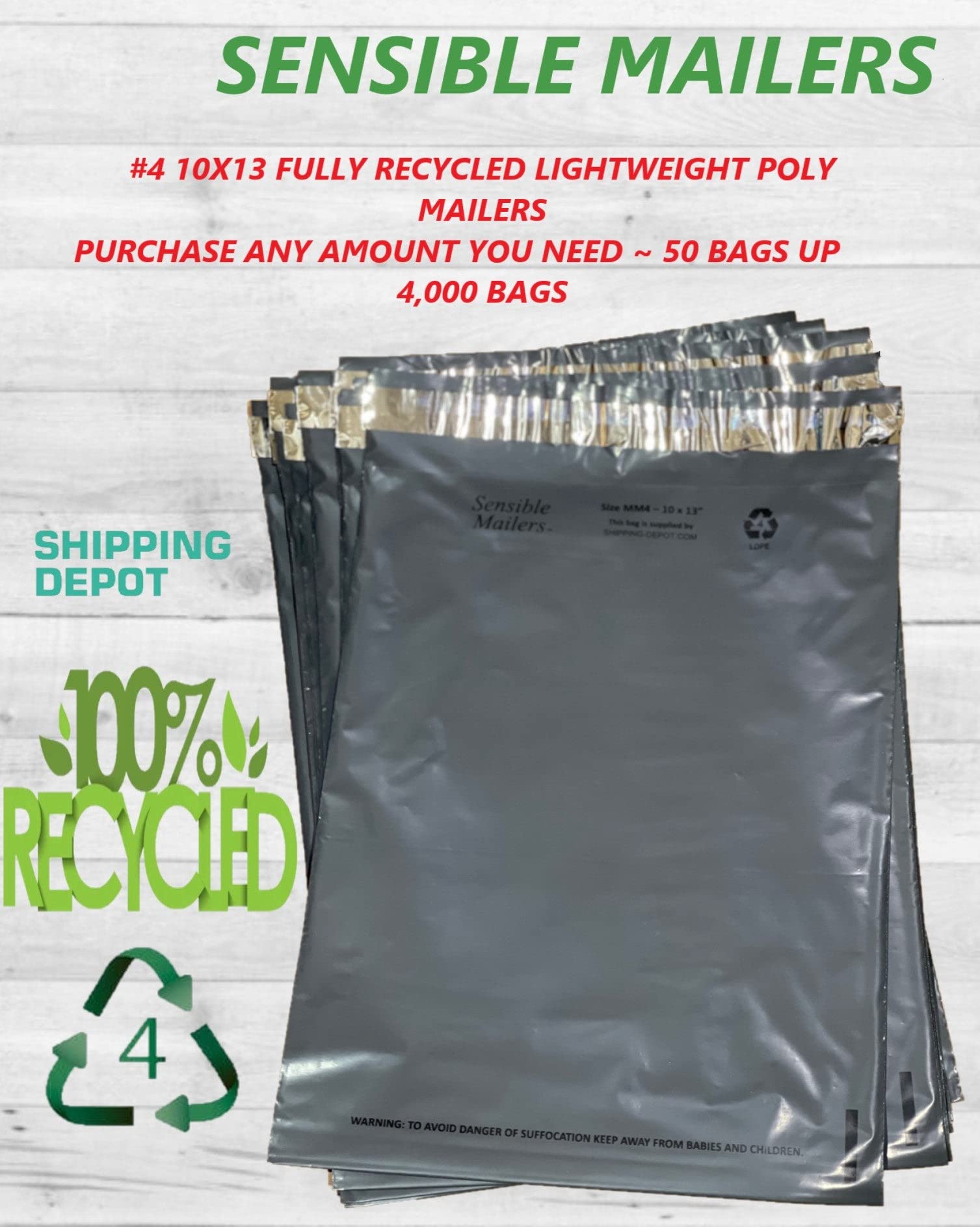 4000 Pack 10x13 Inch Eco-Friendly Recycled Grey Poly Mailers | Durable Shipping Envelopes for Small Business & Ecommerce | Perfect for Clothing, Books & Online Store Shipments