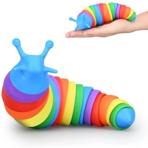 Rainbow Caterpillar Sensory Toy for Babies 6 Months to 10 Years Old - Autism Sensory Products for Kids & Adults - Colorful Classroom Learning Toy for Autism Therapy, Stress Relief & Early Childhood Development