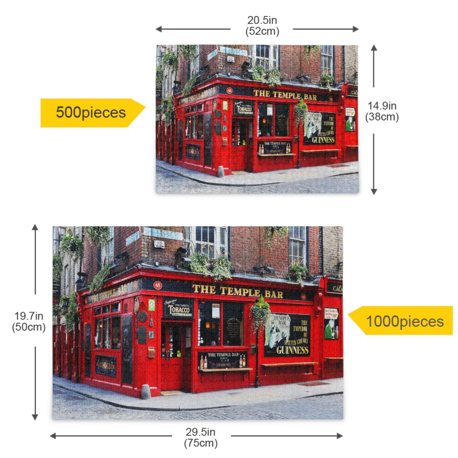 Dublin Ireland Temple Bar Landscape 1000-Piece Jigsaw Puzzle for Adults & Kids - Challenging DIY Gift for Family Game Night & Home Decor