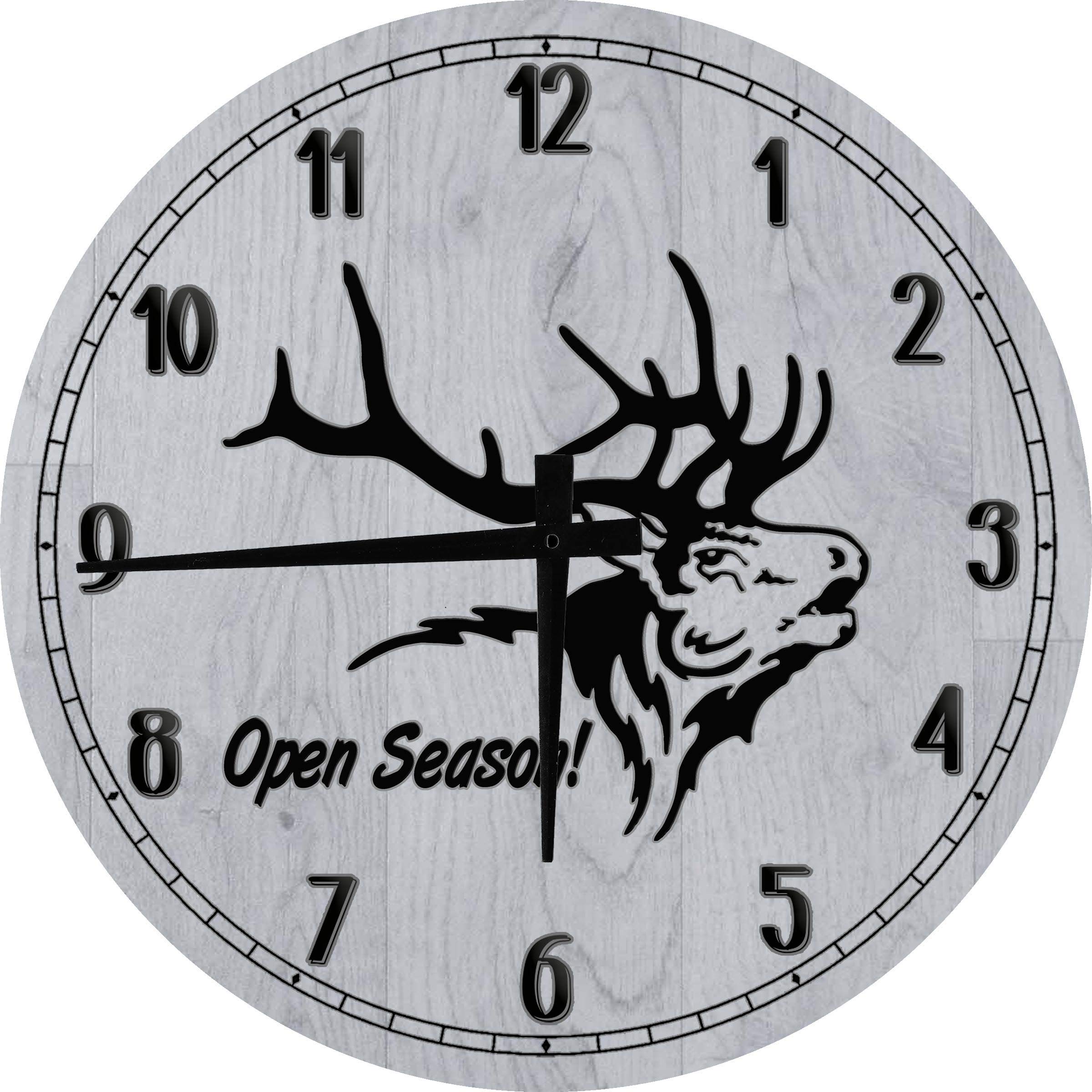 Elk Hunting Big Game Antlers Wall Clock - 18 Inch Round Wooden Wall Decor for Cabin, Lodge & Rustic Home Decor - Perfect for Living Room, Bedroom or Man Cave