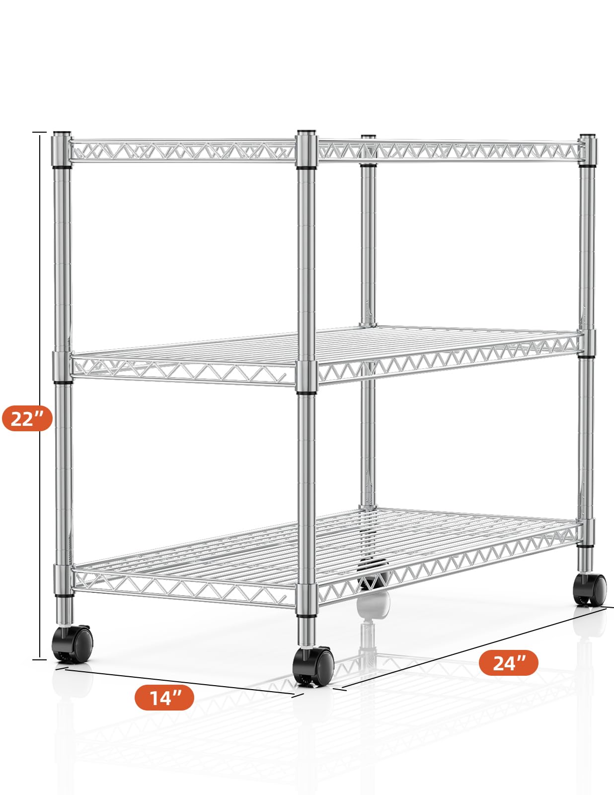 Heavy Duty 3-Tier Storage Shelves 750Lb Capacity - 24.02