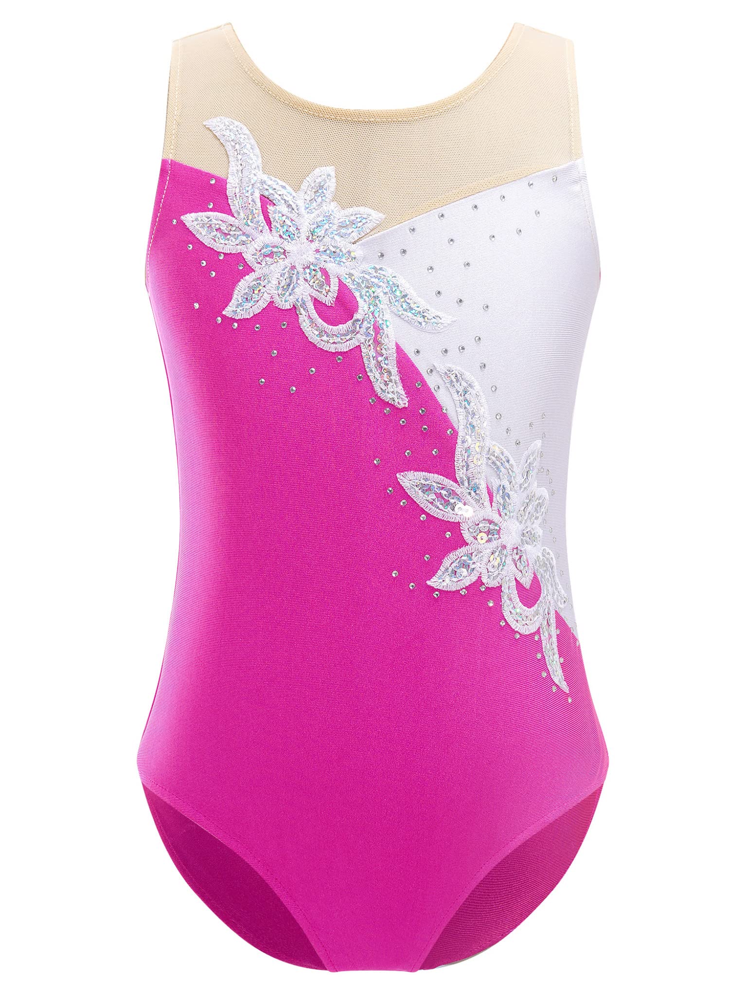 Sparkle Metallic Rhinestone Gymnastics Leotards for Girls - Sleeveless One-Piece Dance Leotard for Kids | Perfect for Ballet, Cheerleading & Dance Competitions