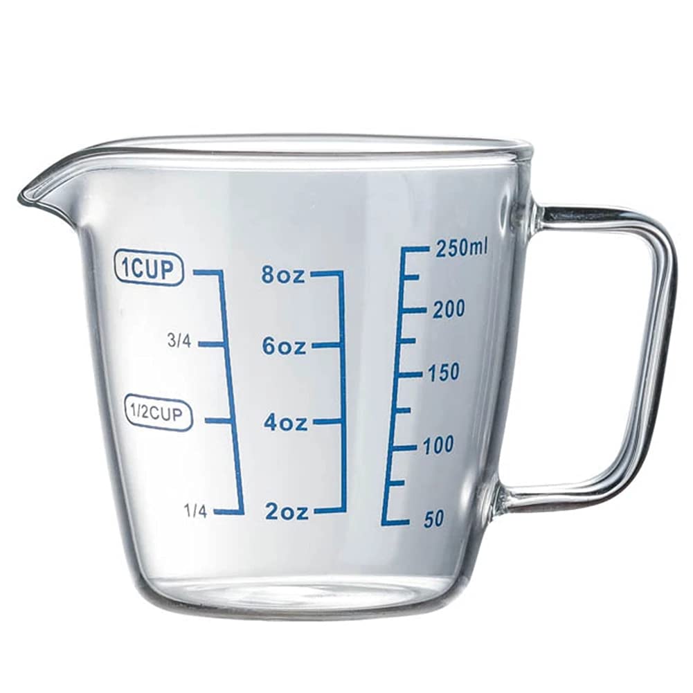 250ml & 500ml Heat-Resistant Glass Measuring Cup with Spout - Microwave & Oven Safe Liquid Measuring Jug for Baking, Cooking, Coffee & Lab Use