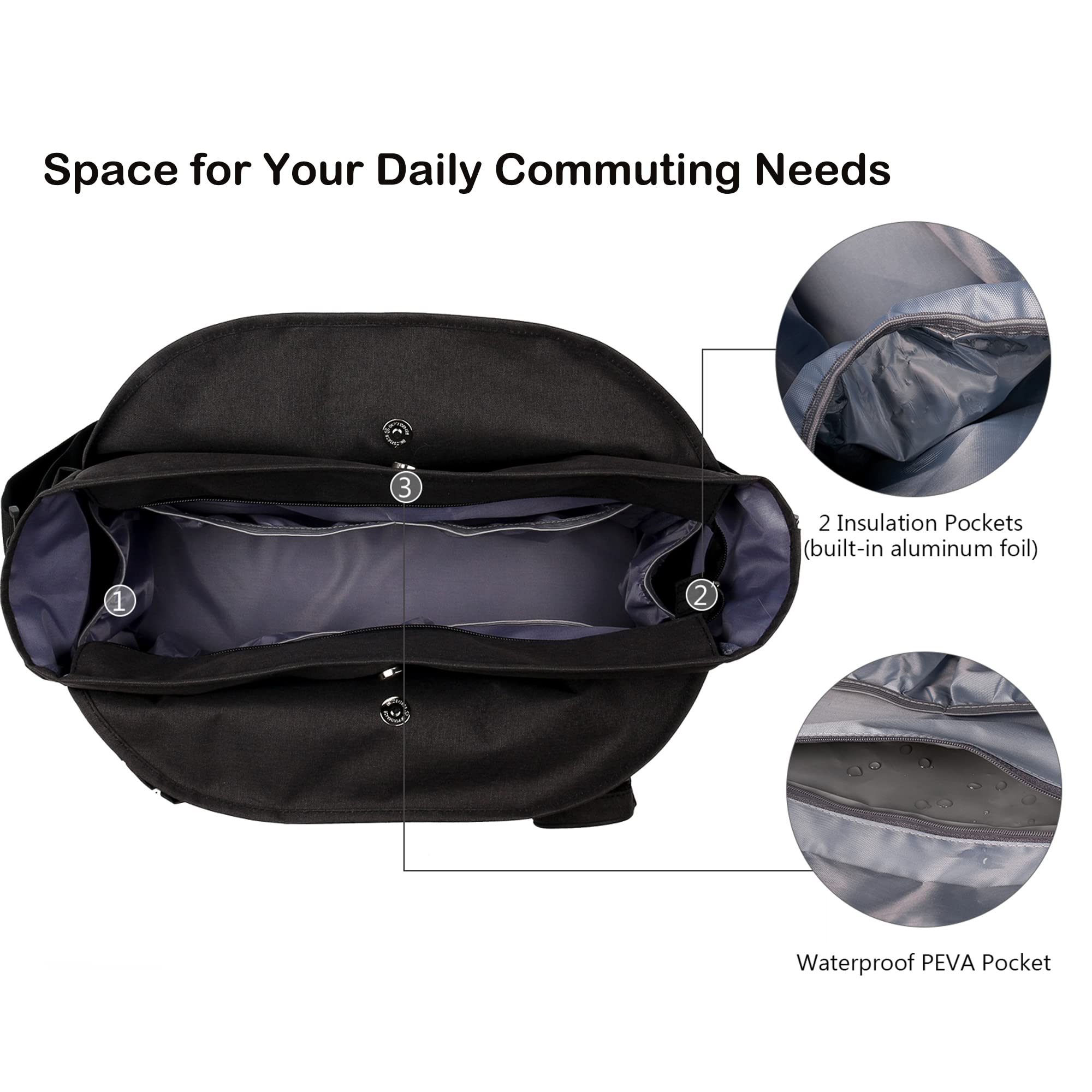 Korolev Professional Nurse Tote Bag for Women - Spacious Work Bag with Multiple Pockets - Perfect for Nurses, Healthcare Workers & Students - Durable Black Medical Bag for Hospital Shifts, Clinical Rotations & Daily Commute