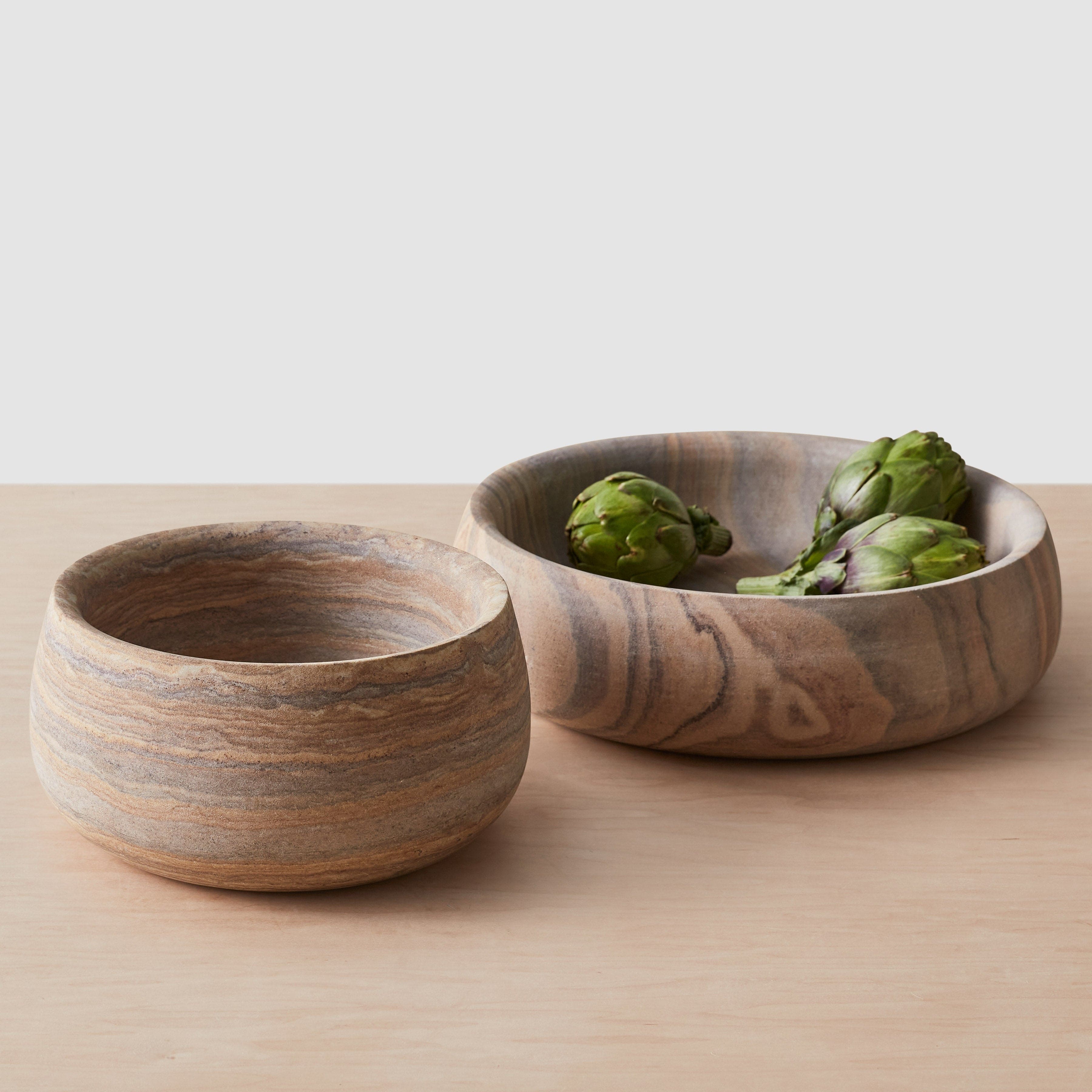 Eshana Sandstone Bowl - Handcrafted Natural Stone Bowl for Home Decor, Kitchen & Dining | Perfect for Serving, Display, and Meditation Spaces