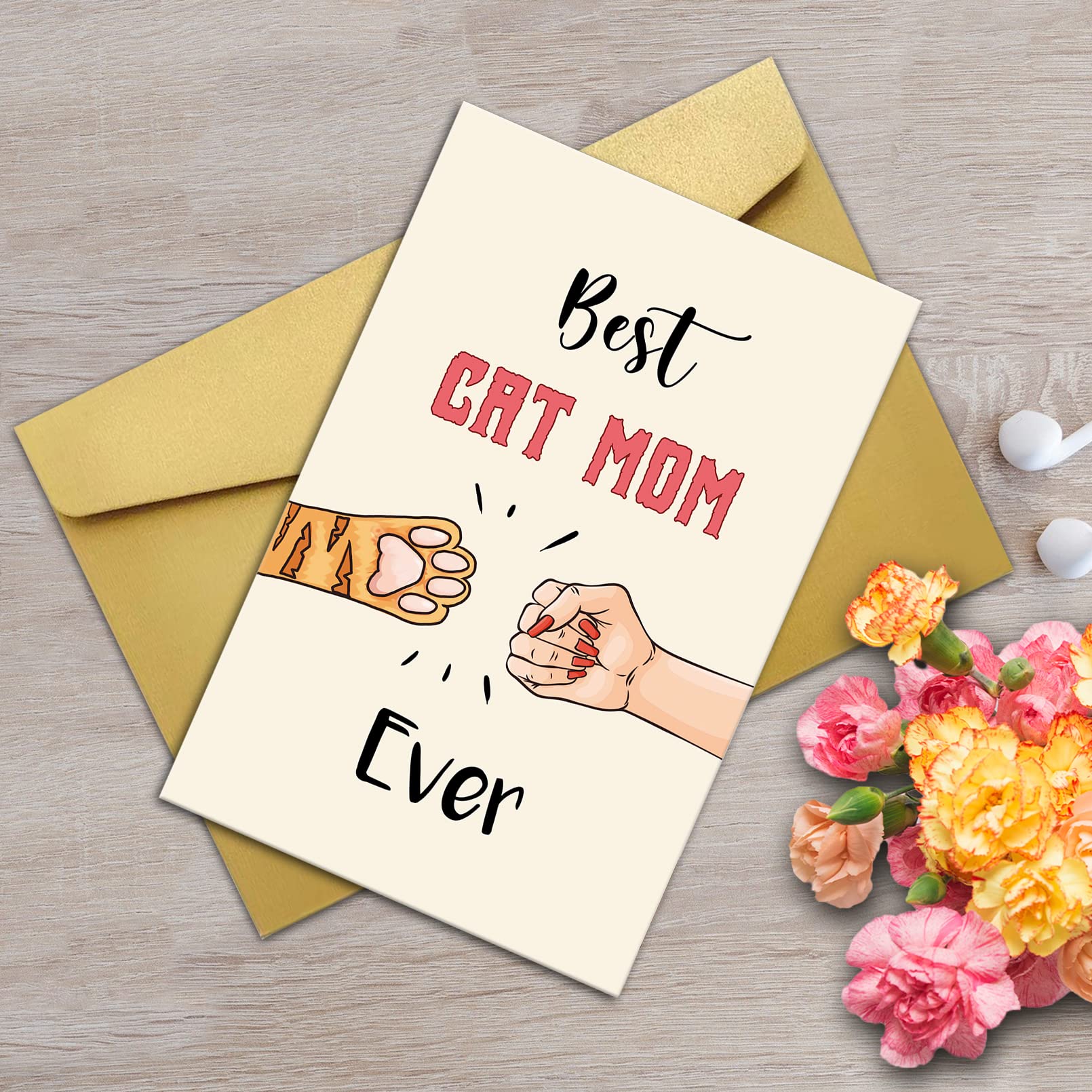 Funny Cat Mother's Day Card - Best Cat Mom Ever Gift for Women - Cute Cat Themed Greeting Card from Her Cat - Perfect for Cat Lovers & Mom Celebrations